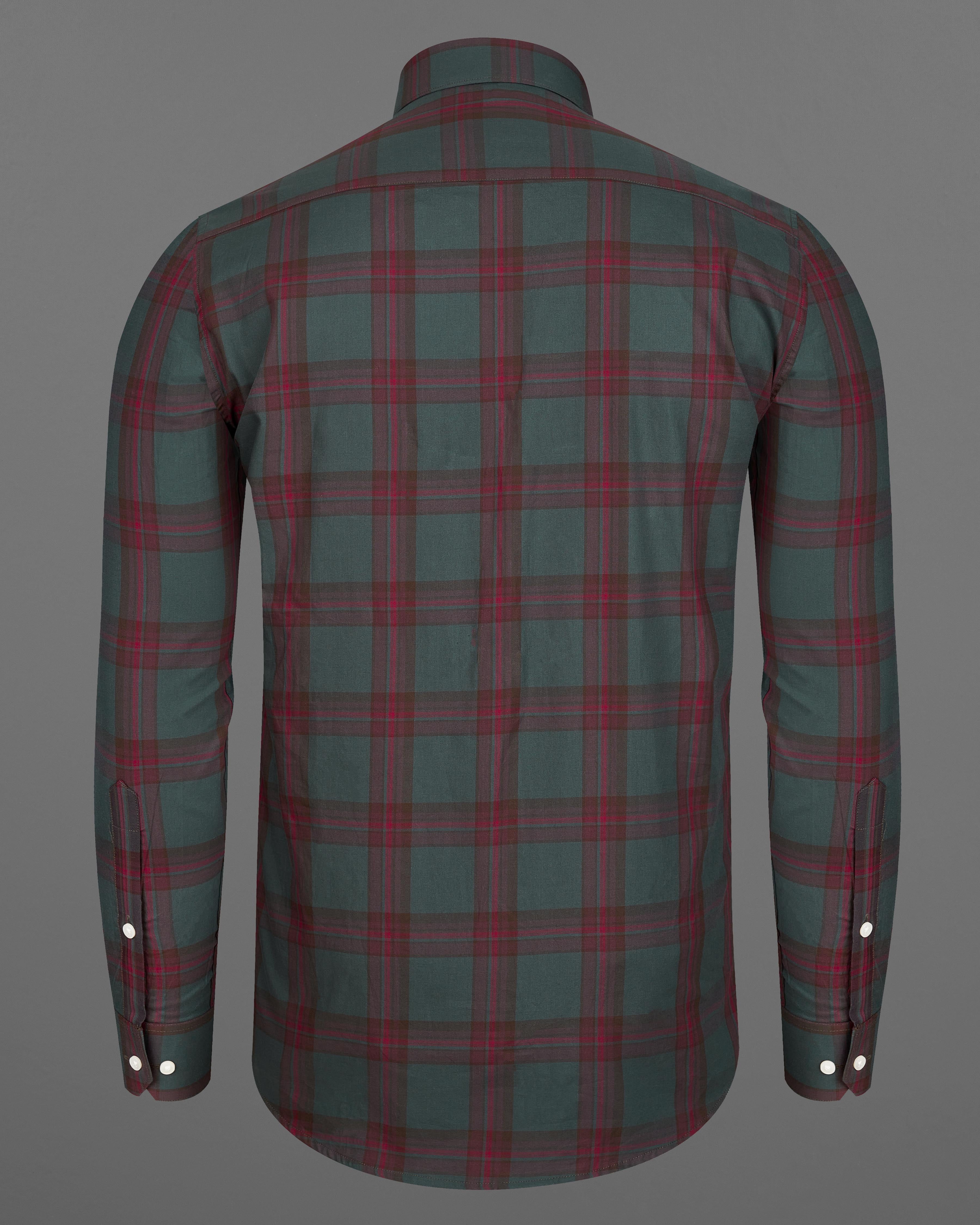 Fuscous Green with Castro Red Twill Windowpane Shirt 9087-38, 9087-H-38, 9087-39, 9087-H-39, 9087-40, 9087-H-40, 9087-42, 9087-H-42, 9087-44, 9087-H-44, 9087-46, 9087-H-46, 9087-48, 9087-H-48, 9087-50, 9087-H-50, 9087-52, 9087-H-52
