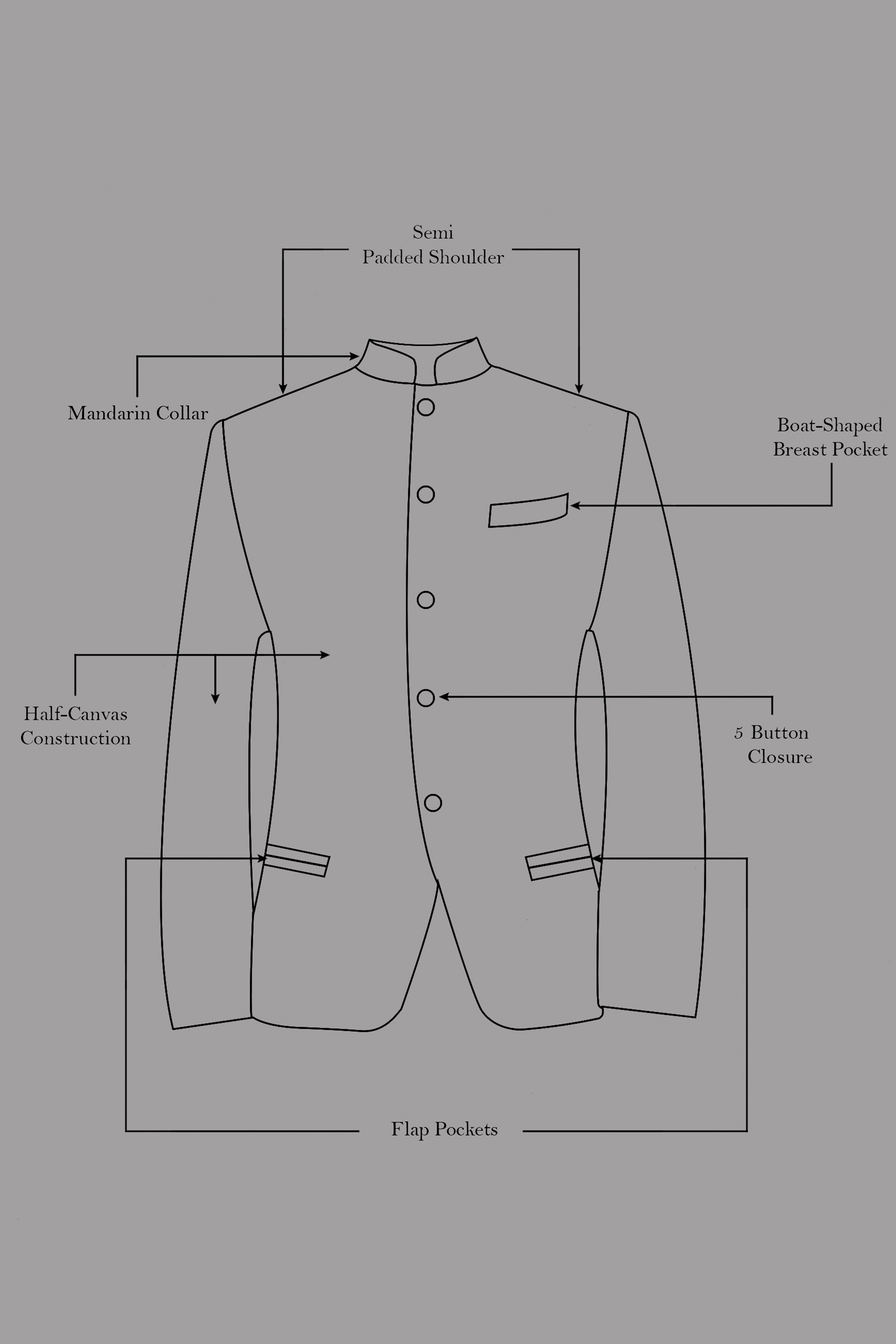 Walnut Brown Stretchable Premium Cotton Bandhgala traveler Blazer
