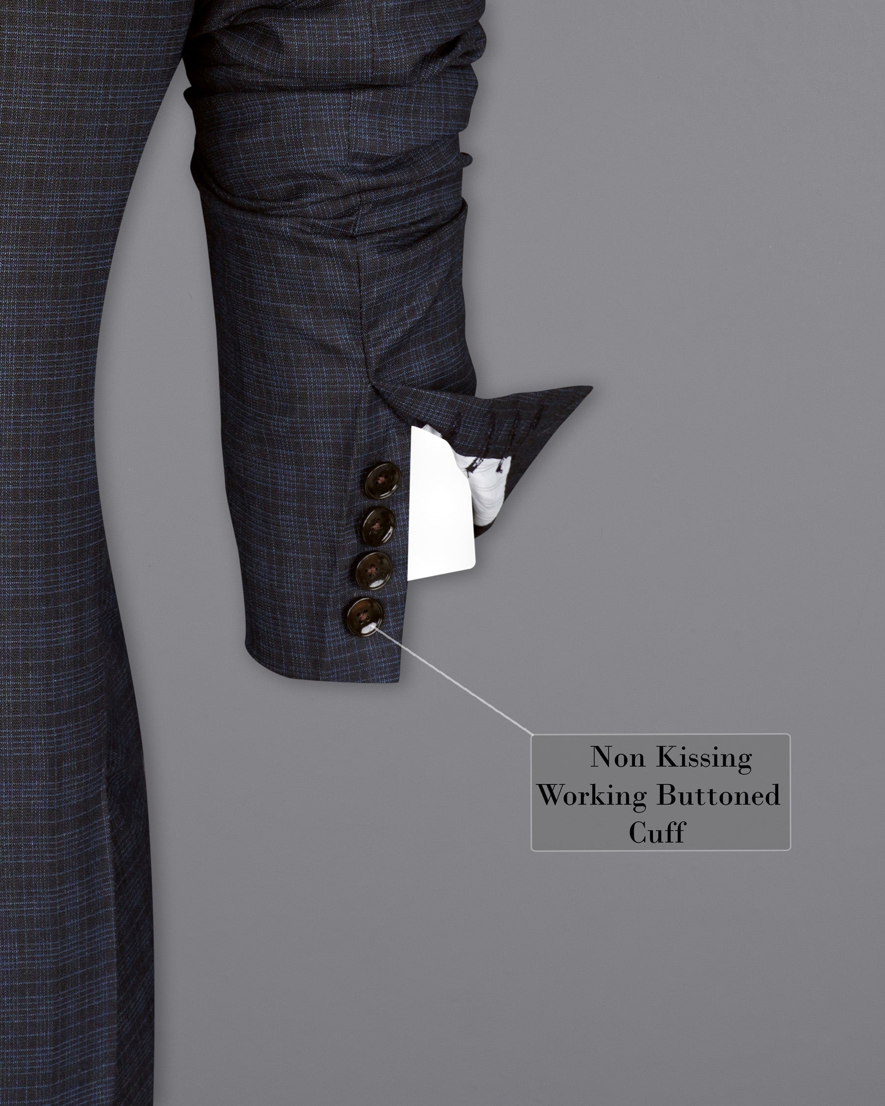 Ebony Clay Gray and Metallic Blue Plaid Double-Breasted Blazer BL1939-DB-36,BL1939-DB-38,BL1939-DB-40,BL1939-DB-42,BL1939-DB-44,BL1939-DB-46,BL1939-DB-48,BL1939-DB-50,BL1939-DB-52,BL1939-DB-54,BL1939-DB-56,BL1939-DB-58,BL1939-DB-60