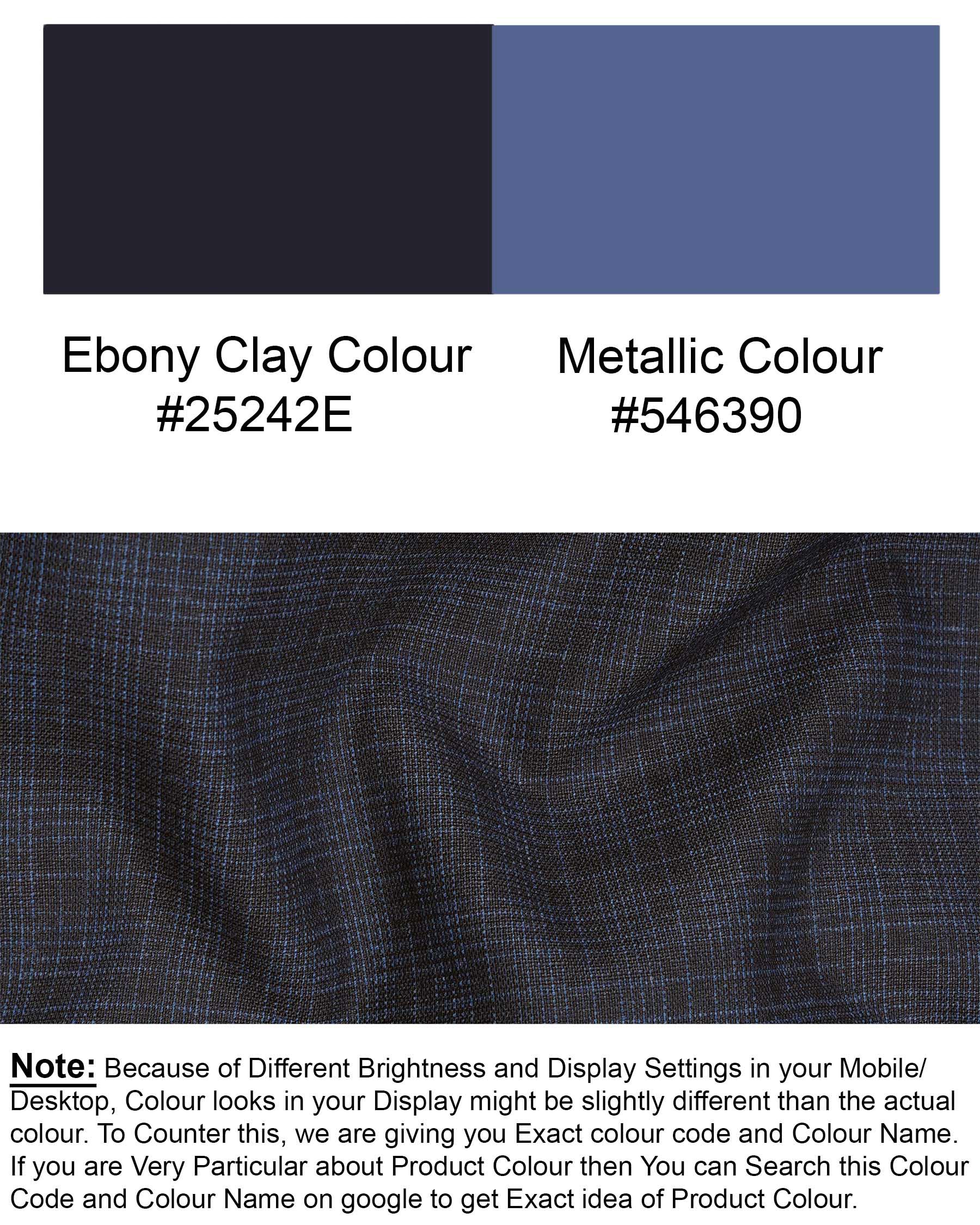 Ebony Clay Gray and Metallic Blue Plaid Double-Breasted Blazer BL1939-DB-36,BL1939-DB-38,BL1939-DB-40,BL1939-DB-42,BL1939-DB-44,BL1939-DB-46,BL1939-DB-48,BL1939-DB-50,BL1939-DB-52,BL1939-DB-54,BL1939-DB-56,BL1939-DB-58,BL1939-DB-60