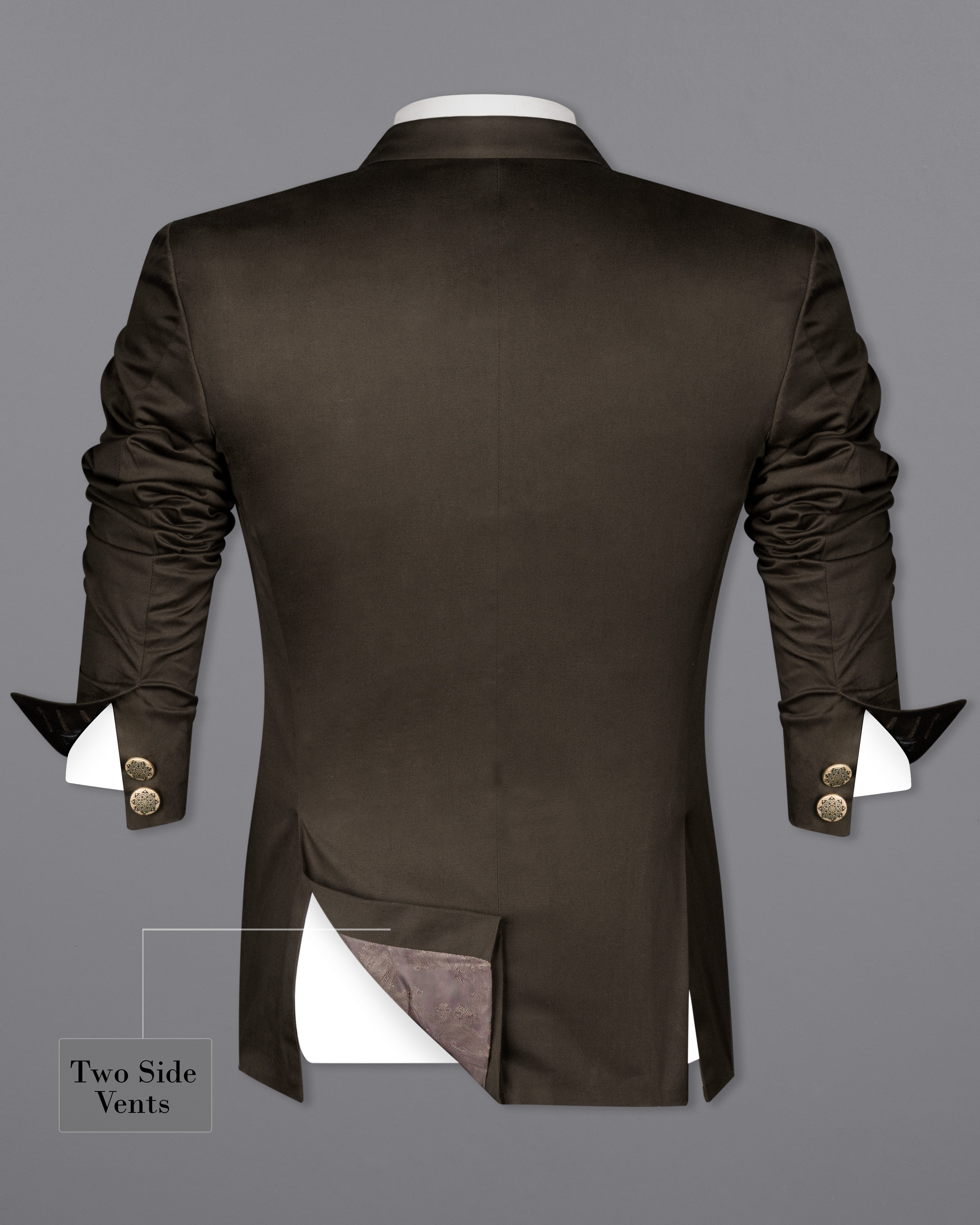 Walnut Brown Stretchable Premium Cotton Bandhgala traveler Blazer