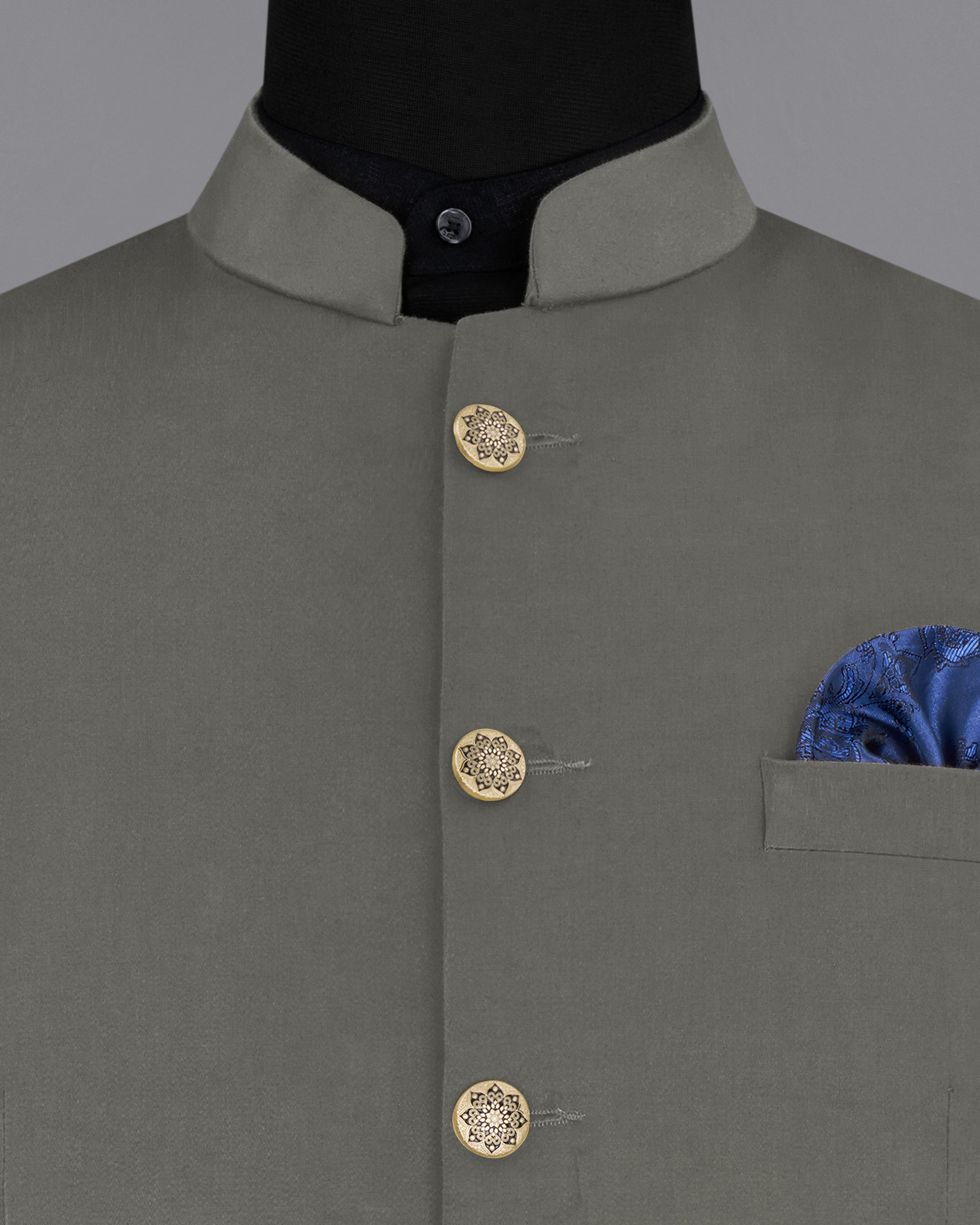 Ironside Gray Bandhgala Premium Cotton Stretchable traveler Blazer