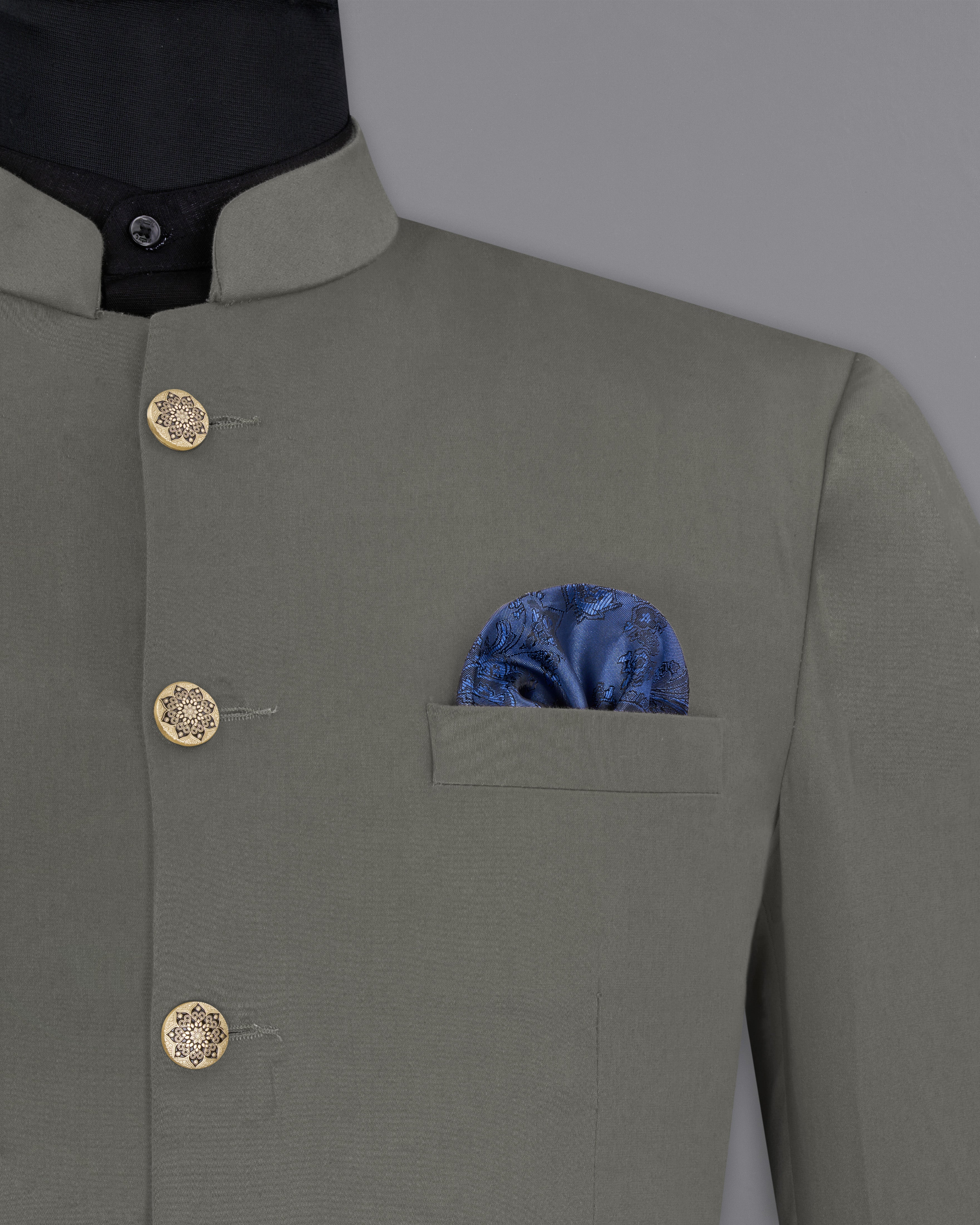 Ironside Gray Bandhgala Premium Cotton Stretchable traveler Blazer