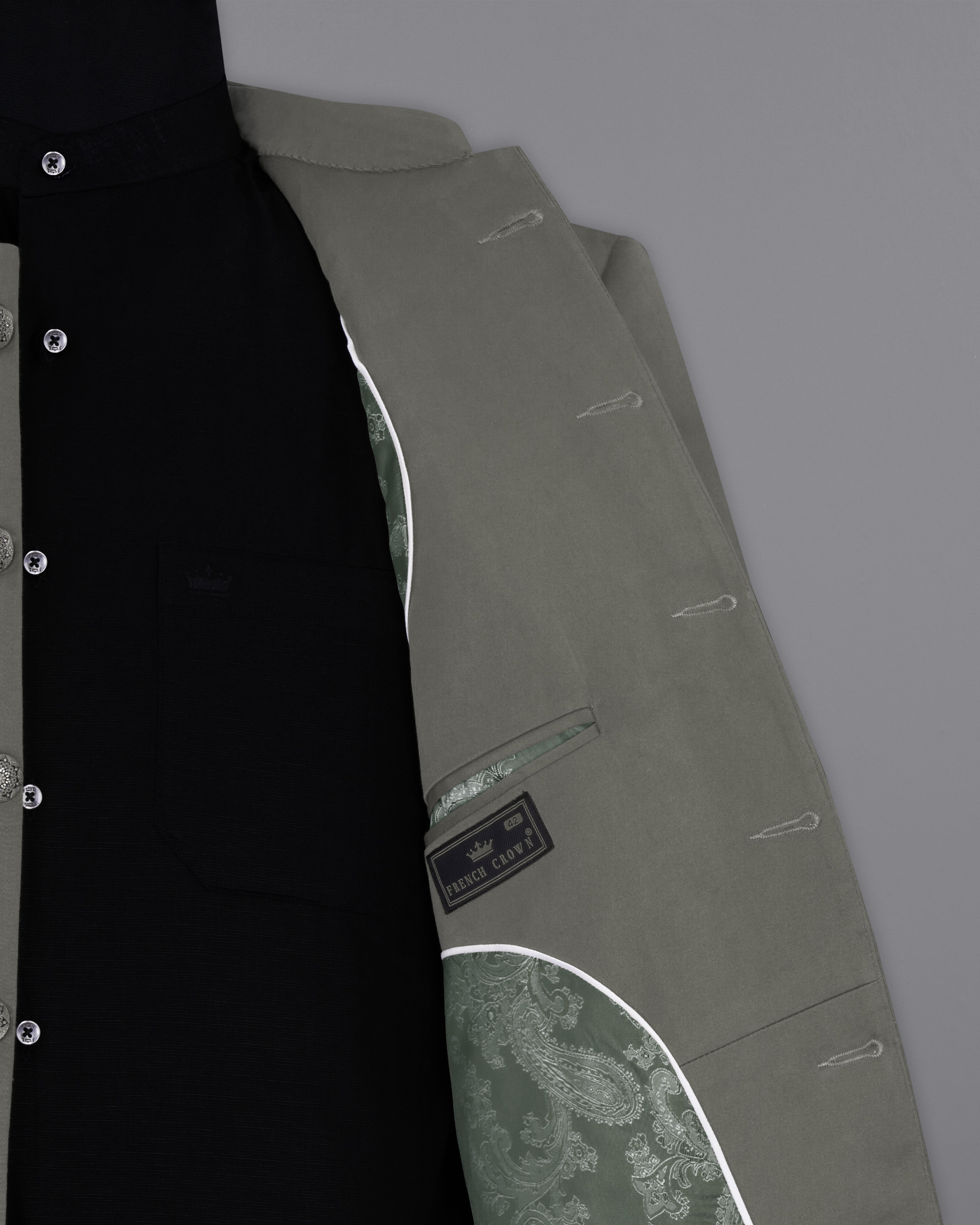 Ironside Gray Bandhgala Premium Cotton Stretchable traveler Blazer