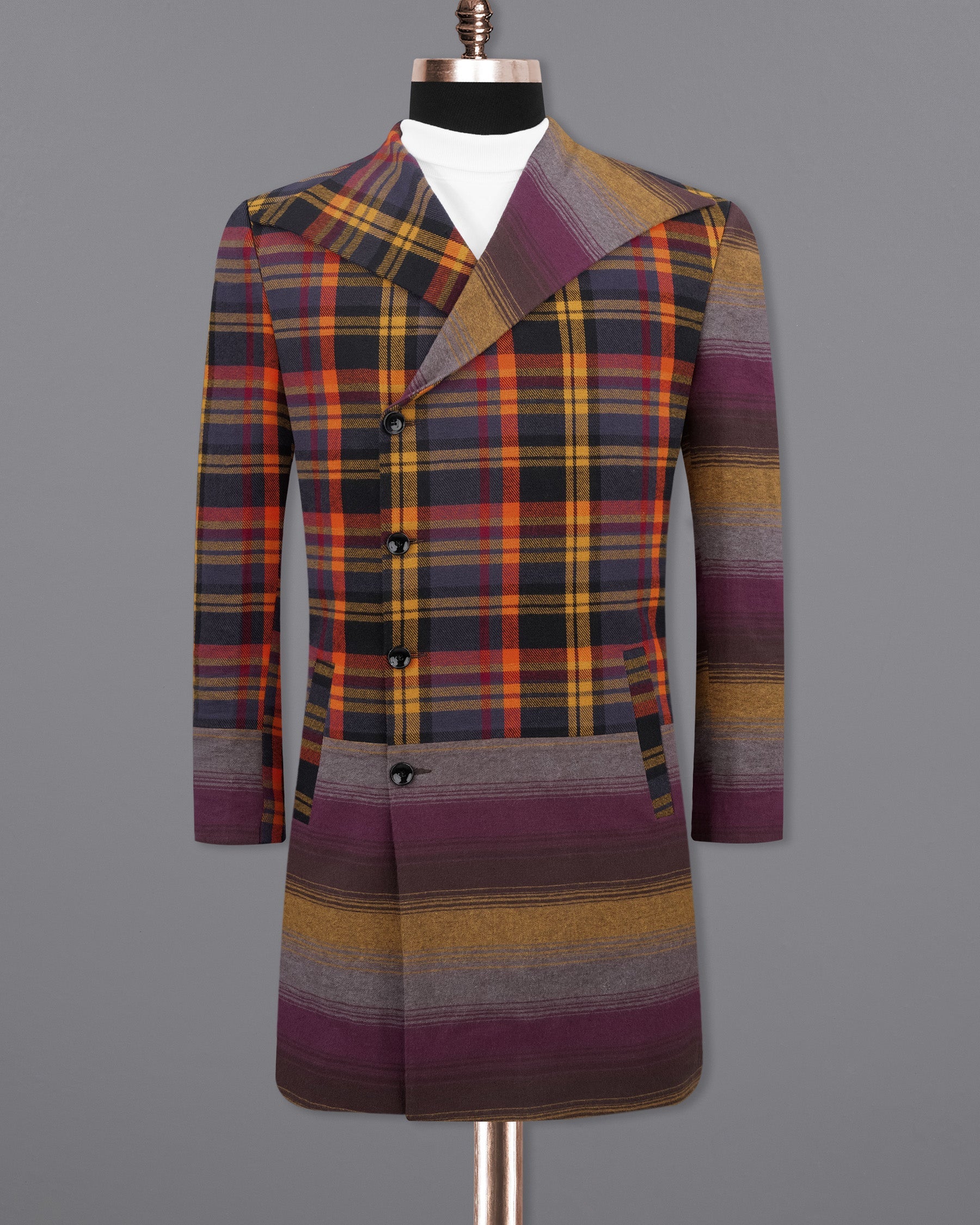 Sinopia Orange with Guitar Orange Multi Colored Plaid Premium Cotton Double Breasted Designer Trench Coat TCB2107-D196-36, TCB2107-D196-38, TCB2107-D196-40, TCB2107-D196-42, TCB2107-D196-44, TCB2107-D196-46, TCB2107-D196-48, TCB2107-D196-50, TCB2107-D196-52, TCB2107-D196-54, TCB2107-D196-56, TCB2107-D196-58, TCB2107-D196-60