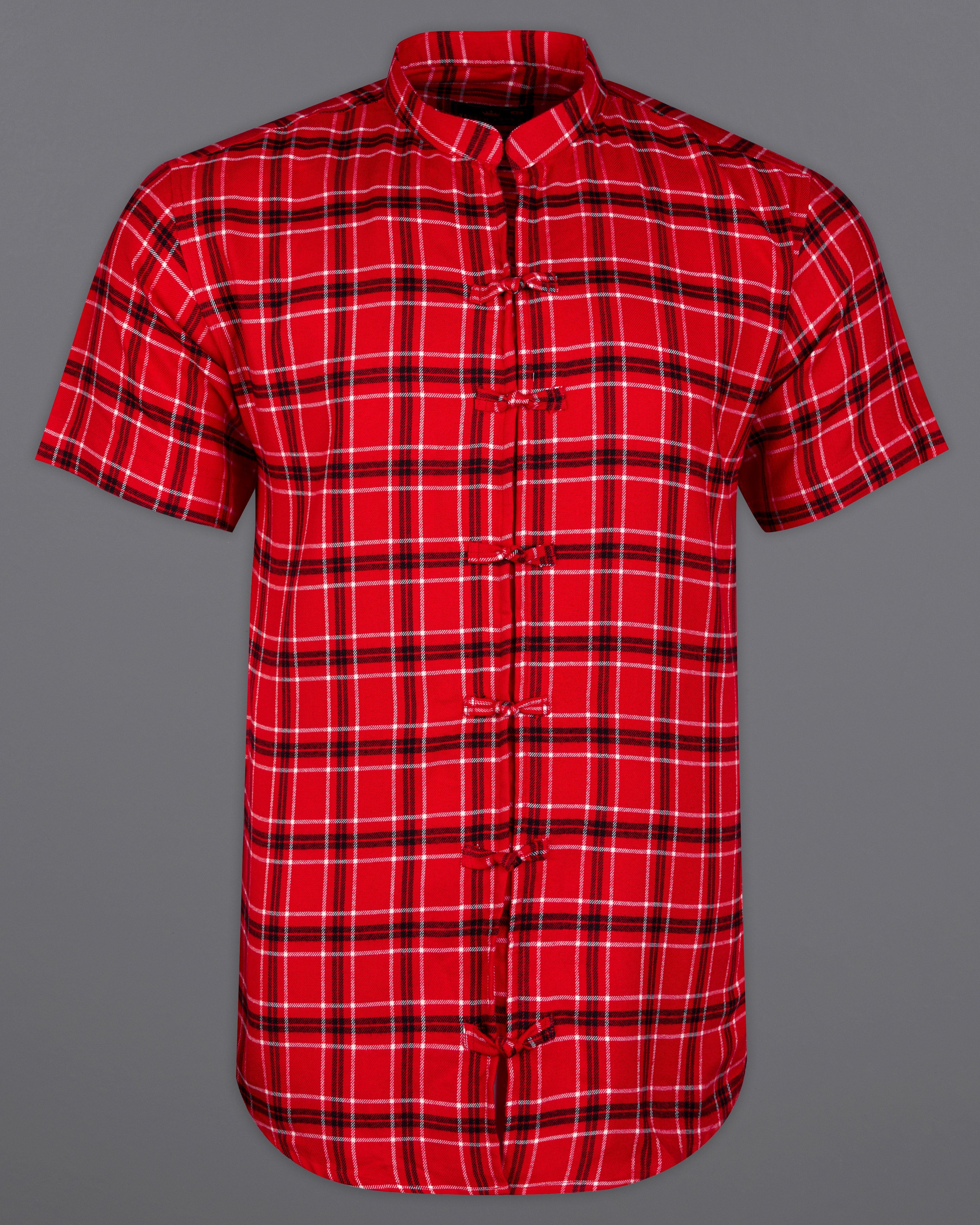 Scarlet Red Plaid Flannel Designer Shirt 10000-M-SS-P65-38, 10000-M-SS-P65-39, 10000-M-SS-P65-40, 10000-M-SS-P65-42, 10000-M-SS-P65-44, 10000-M-SS-P65-46, 10000-M-SS-P65-48, 10000-M-SS-P65-50, 10000-M-SS-P65-52