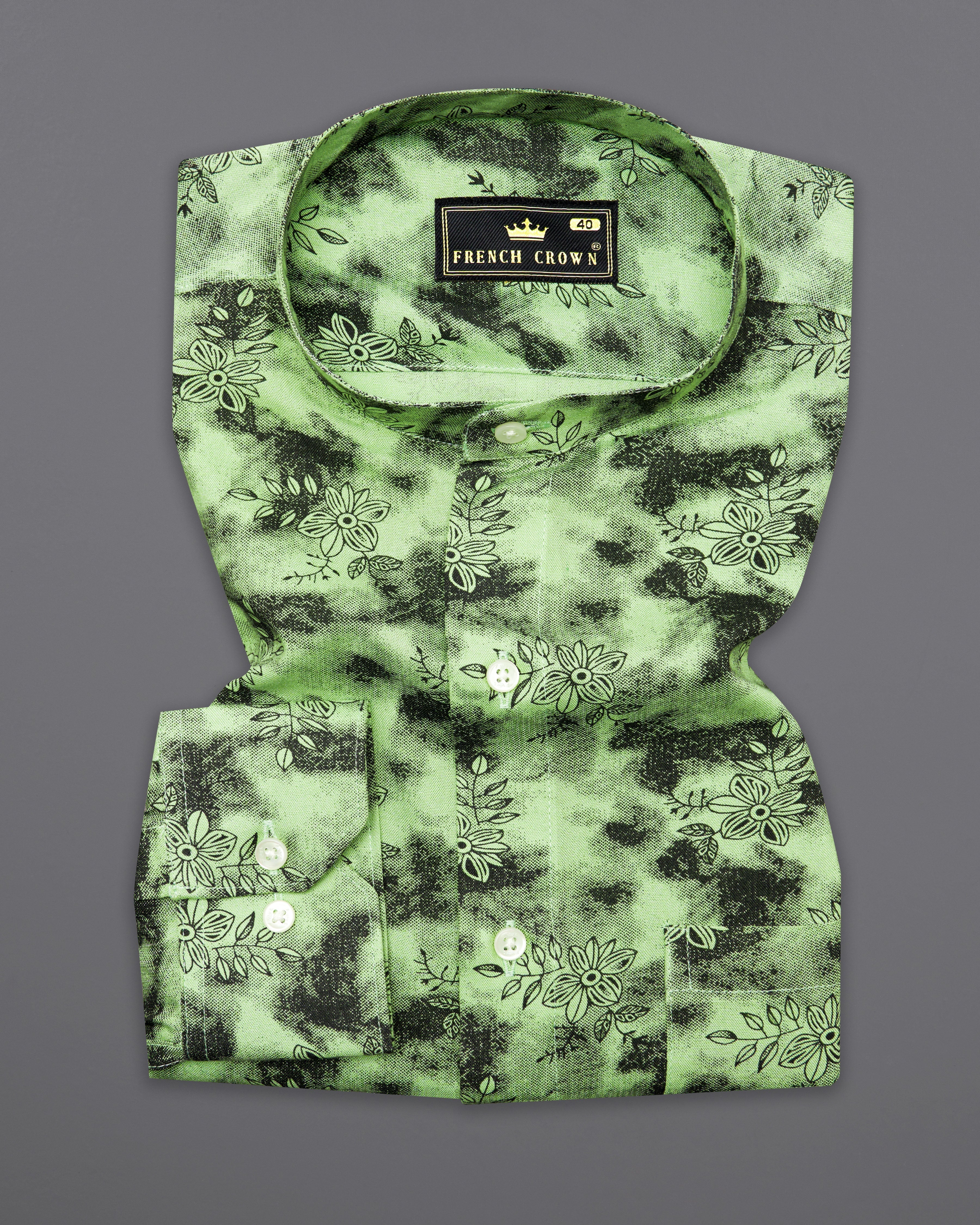 Coriander Green and Black Floral Textured Premium Tencel Shirt 10001-M-38, 10001-M-H-38, 10001-M-39, 10001-M-H-39, 10001-M-40, 10001-M-H-40, 10001-M-42, 10001-M-H-42, 10001-M-44, 10001-M-H-44, 10001-M-46, 10001-M-H-46, 10001-M-48, 10001-M-H-48, 10001-M-50, 10001-M-H-50, 10001-M-52, 10001-M-H-52