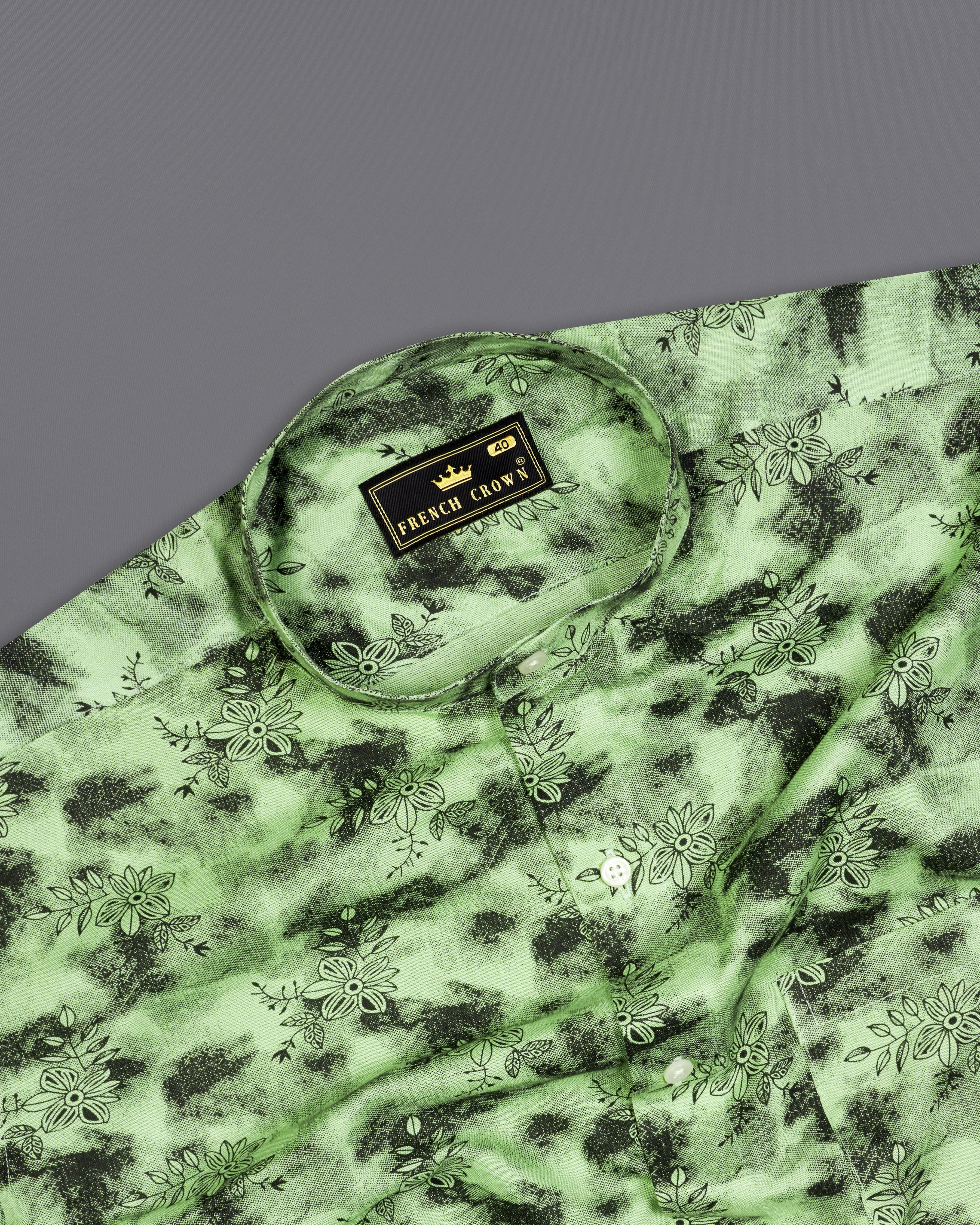 Coriander Green and Black Floral Textured Premium Tencel Shirt 10001-M-38, 10001-M-H-38, 10001-M-39, 10001-M-H-39, 10001-M-40, 10001-M-H-40, 10001-M-42, 10001-M-H-42, 10001-M-44, 10001-M-H-44, 10001-M-46, 10001-M-H-46, 10001-M-48, 10001-M-H-48, 10001-M-50, 10001-M-H-50, 10001-M-52, 10001-M-H-52