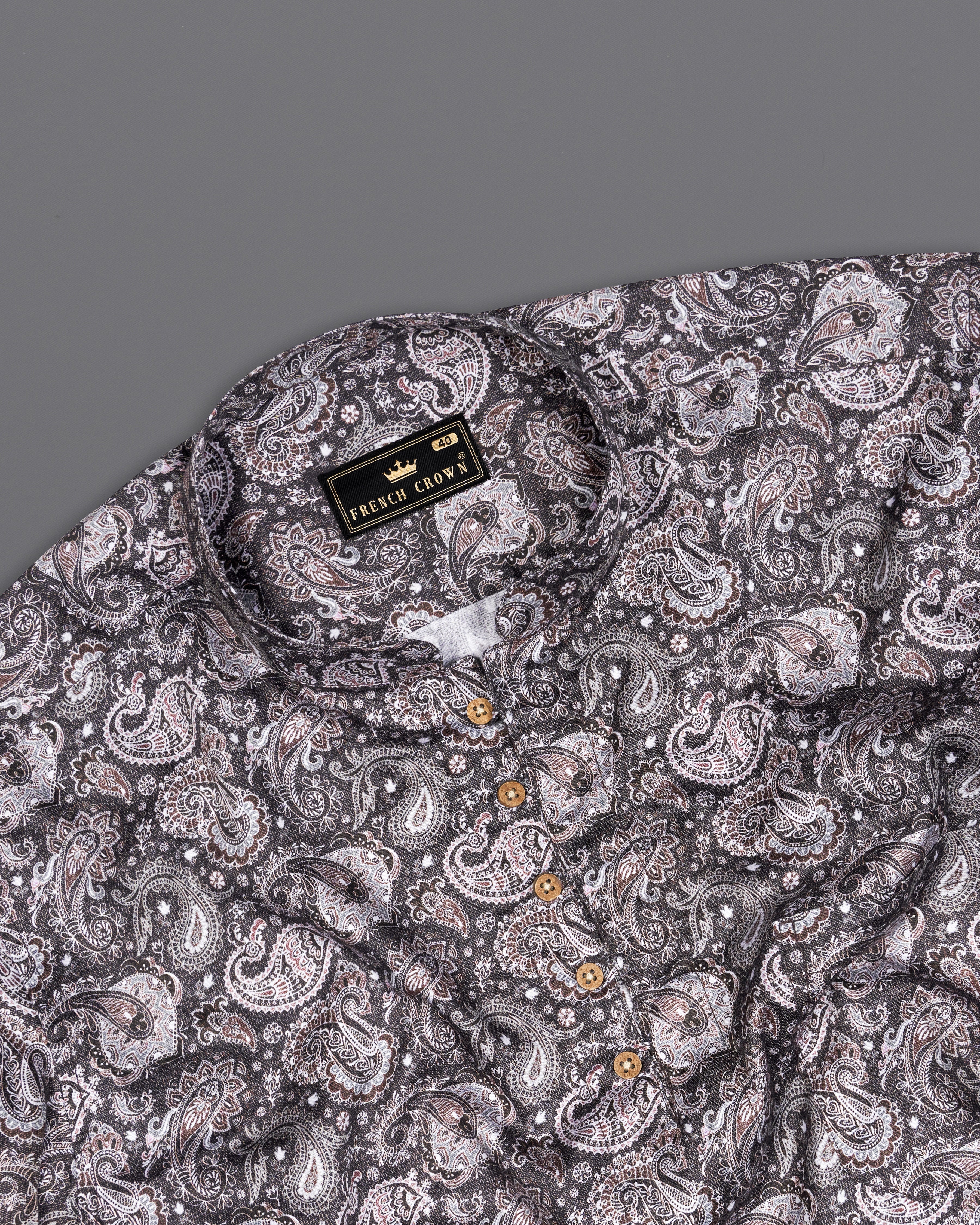 Tuna Gray and Copper Paisley Printed Super Soft Premium Cotton Kurta Shirt 10006-KS-38, 10006-KS-H-38, 10006-KS-39, 10006-KS-H-39, 10006-KS-40, 10006-KS-H-40, 10006-KS-42, 10006-KS-H-42, 10006-KS-44, 10006-KS-H-44, 10006-KS-46, 10006-KS-H-46, 10006-KS-48, 10006-KS-H-48, 10006-KS-50, 10006-KS-H-50, 10006-KS-52, 10006-KS-H-52