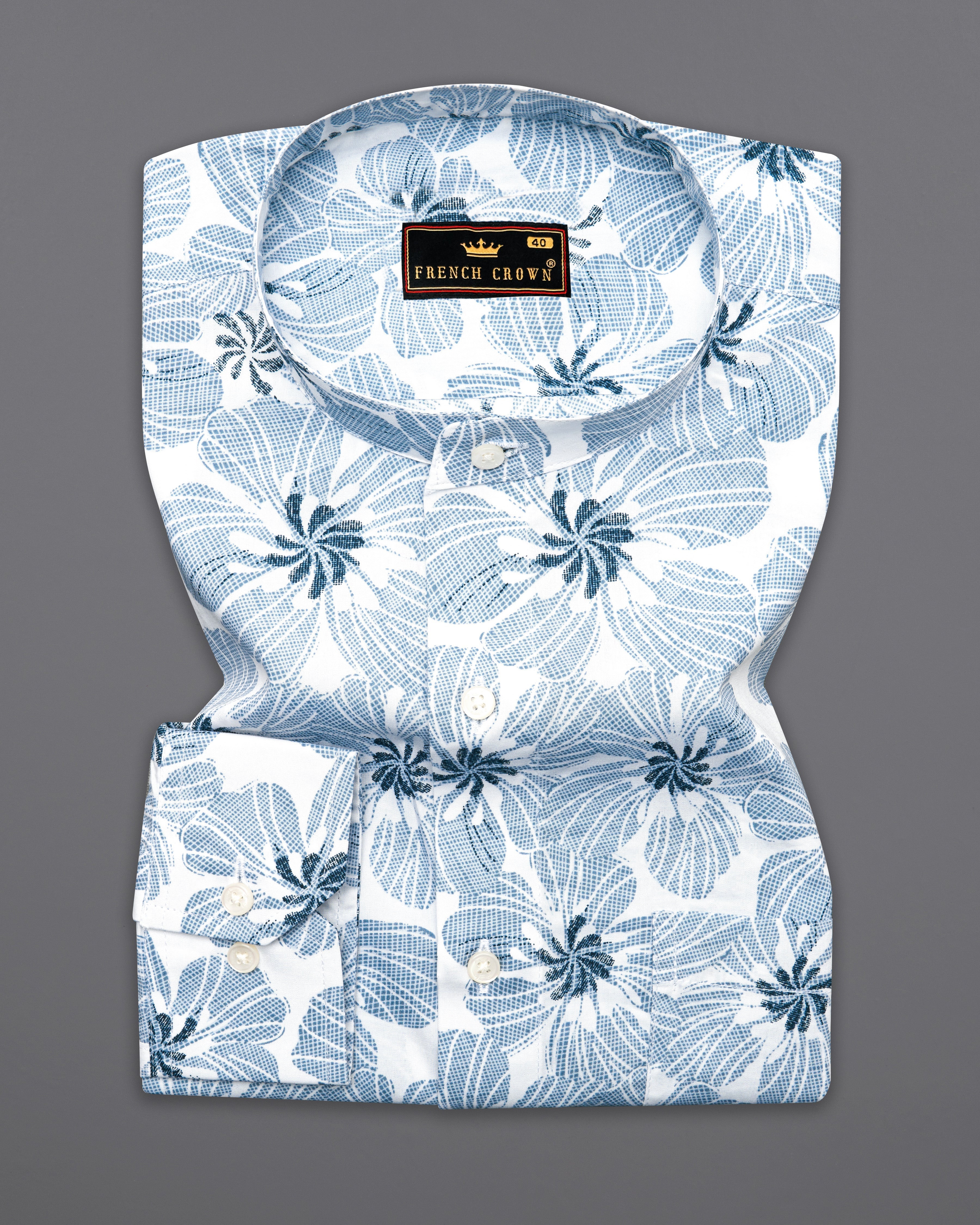 Aluminium Blue and White Floral Printed Premium Cotton Shirt 10010-M-38, 10010-M-H-38, 10010-M-39, 10010-M-H-39, 10010-M-40, 10010-M-H-40, 10010-M-42, 10010-M-H-42, 10010-M-44, 10010-M-H-44, 10010-M-46, 10010-M-H-46, 10010-M-48, 10010-M-H-48, 10010-M-50, 10010-M-H-50, 10010-M-52, 10010-M-H-52