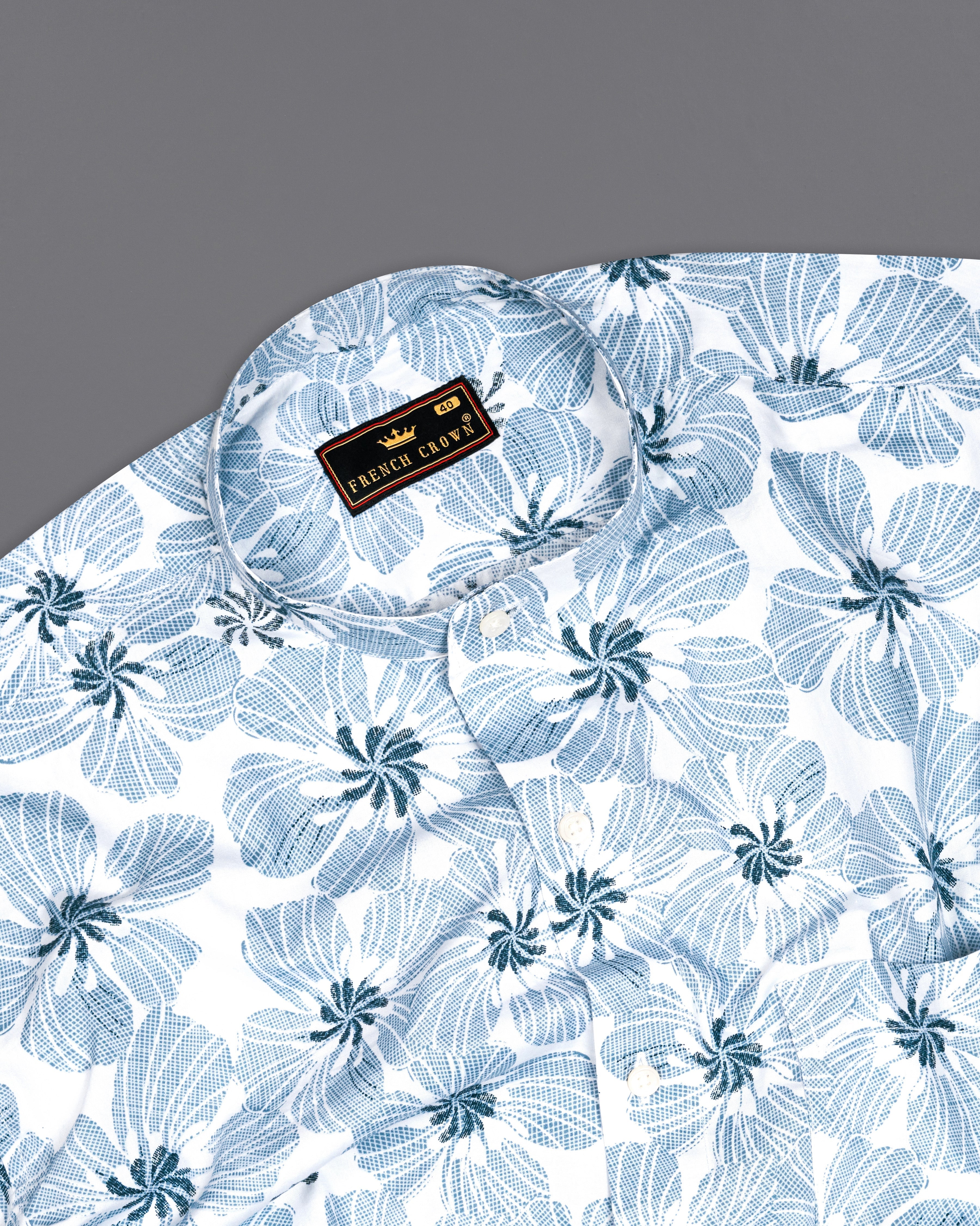 Aluminium Blue and White Floral Printed Premium Cotton Shirt 10010-M-38, 10010-M-H-38, 10010-M-39, 10010-M-H-39, 10010-M-40, 10010-M-H-40, 10010-M-42, 10010-M-H-42, 10010-M-44, 10010-M-H-44, 10010-M-46, 10010-M-H-46, 10010-M-48, 10010-M-H-48, 10010-M-50, 10010-M-H-50, 10010-M-52, 10010-M-H-52