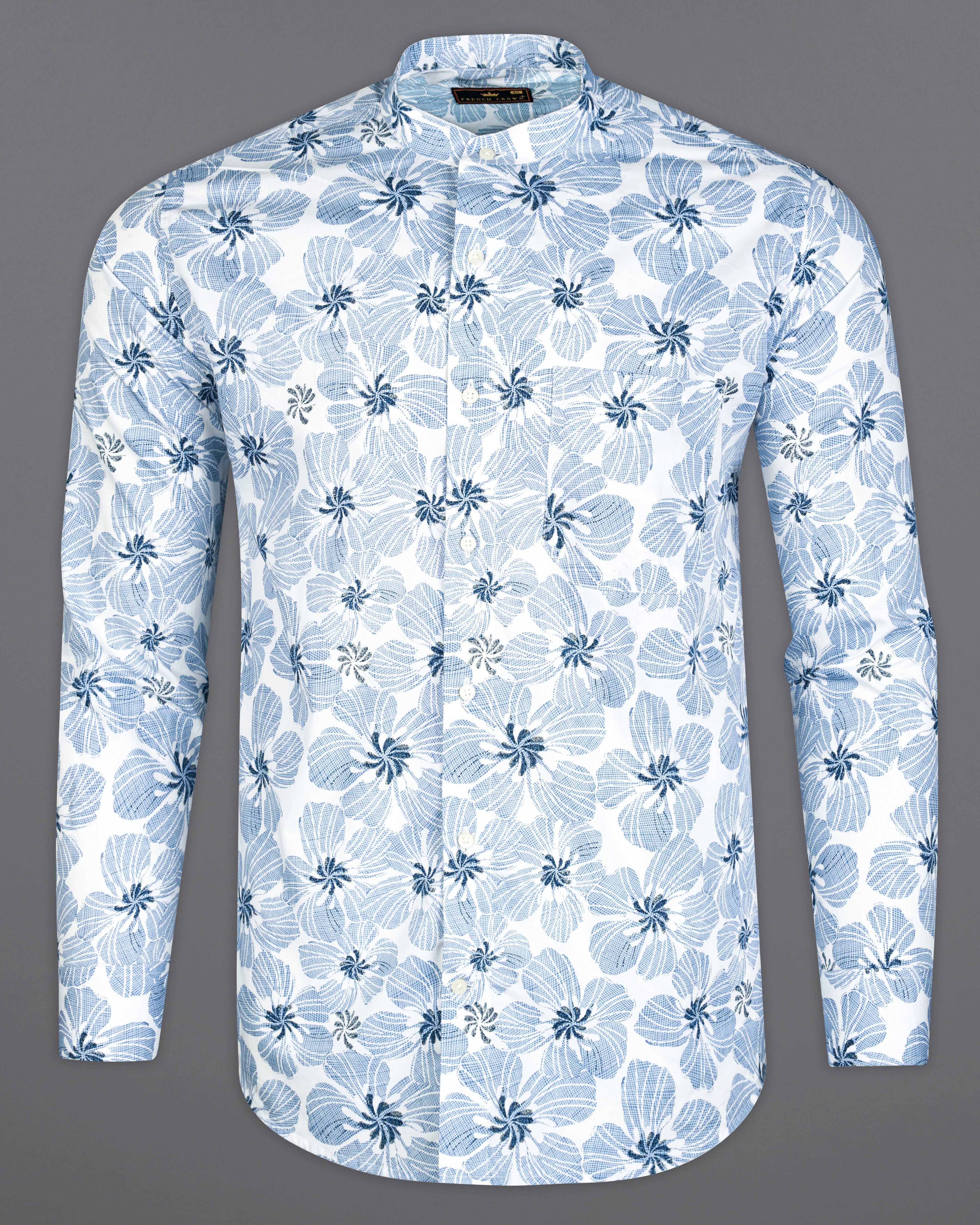 Aluminium Blue and White Floral Printed Premium Cotton Shirt 10010-M-38, 10010-M-H-38, 10010-M-39, 10010-M-H-39, 10010-M-40, 10010-M-H-40, 10010-M-42, 10010-M-H-42, 10010-M-44, 10010-M-H-44, 10010-M-46, 10010-M-H-46, 10010-M-48, 10010-M-H-48, 10010-M-50, 10010-M-H-50, 10010-M-52, 10010-M-H-52