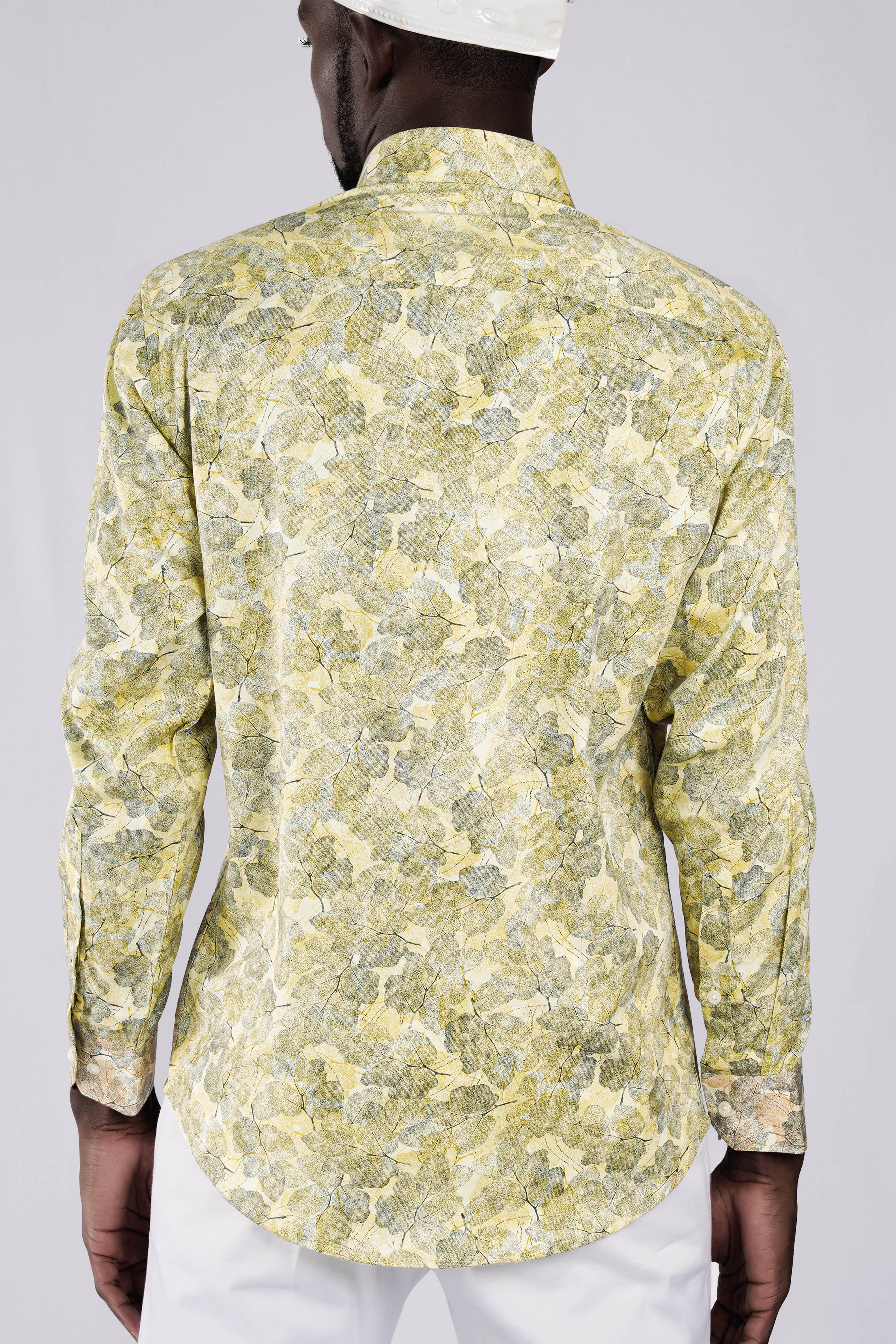 Sahara Yellow Leaves Printed Super Soft Premium Cotton Designer Shirts