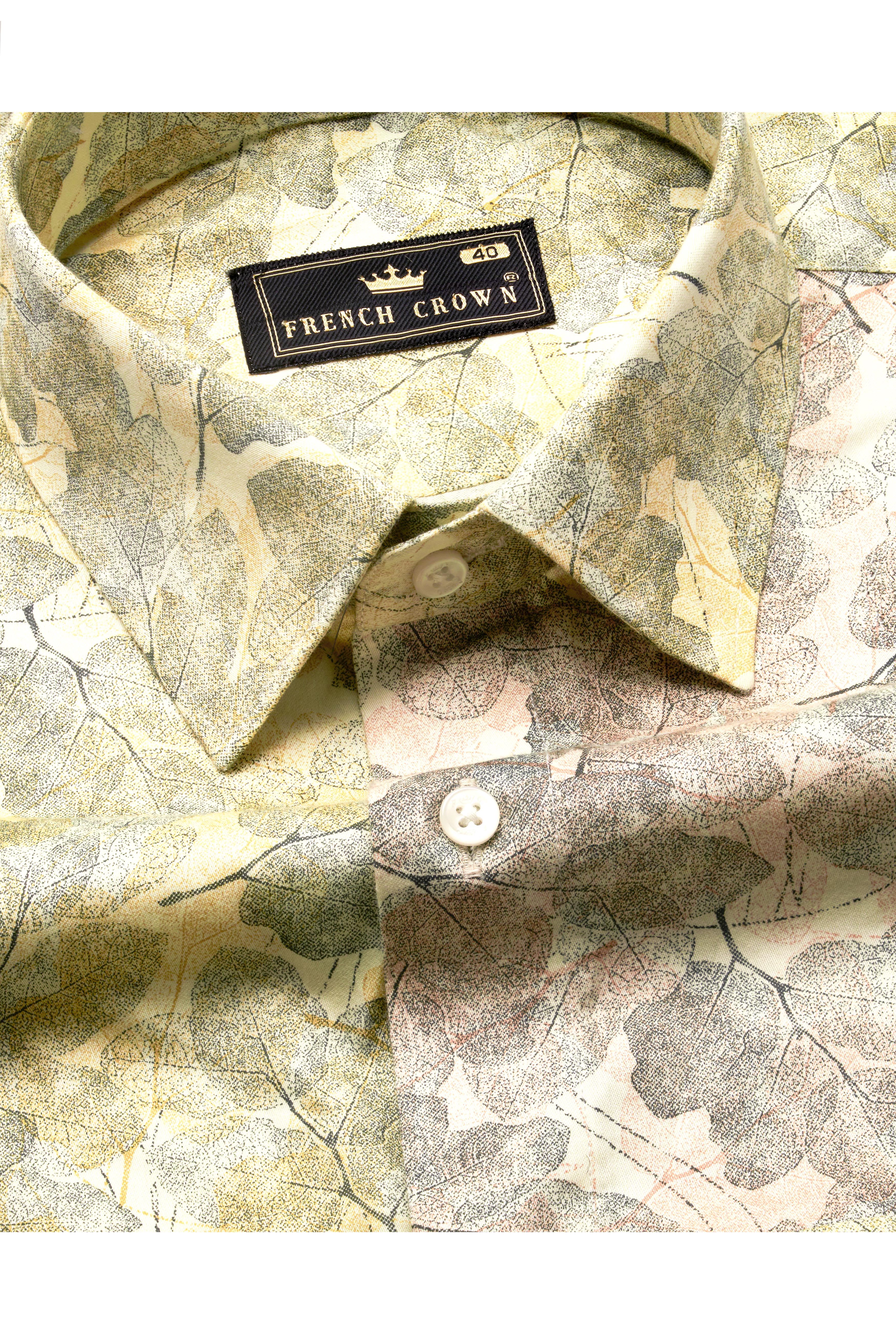 Sahara Yellow Leaves Printed Super Soft Premium Cotton Designer Shirts