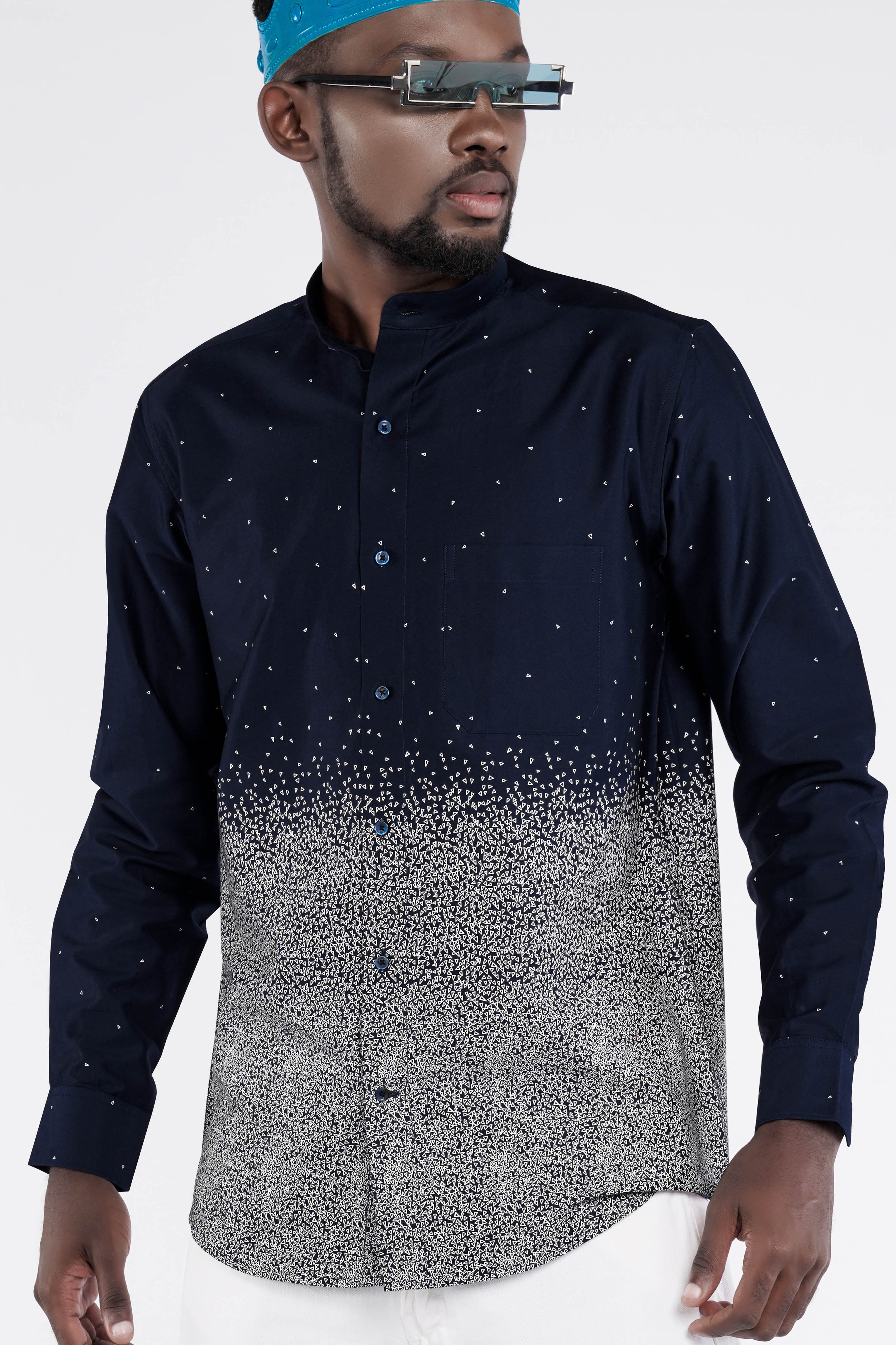 Cinder Navy Blue and White Super Soft Premium Cotton Shirts