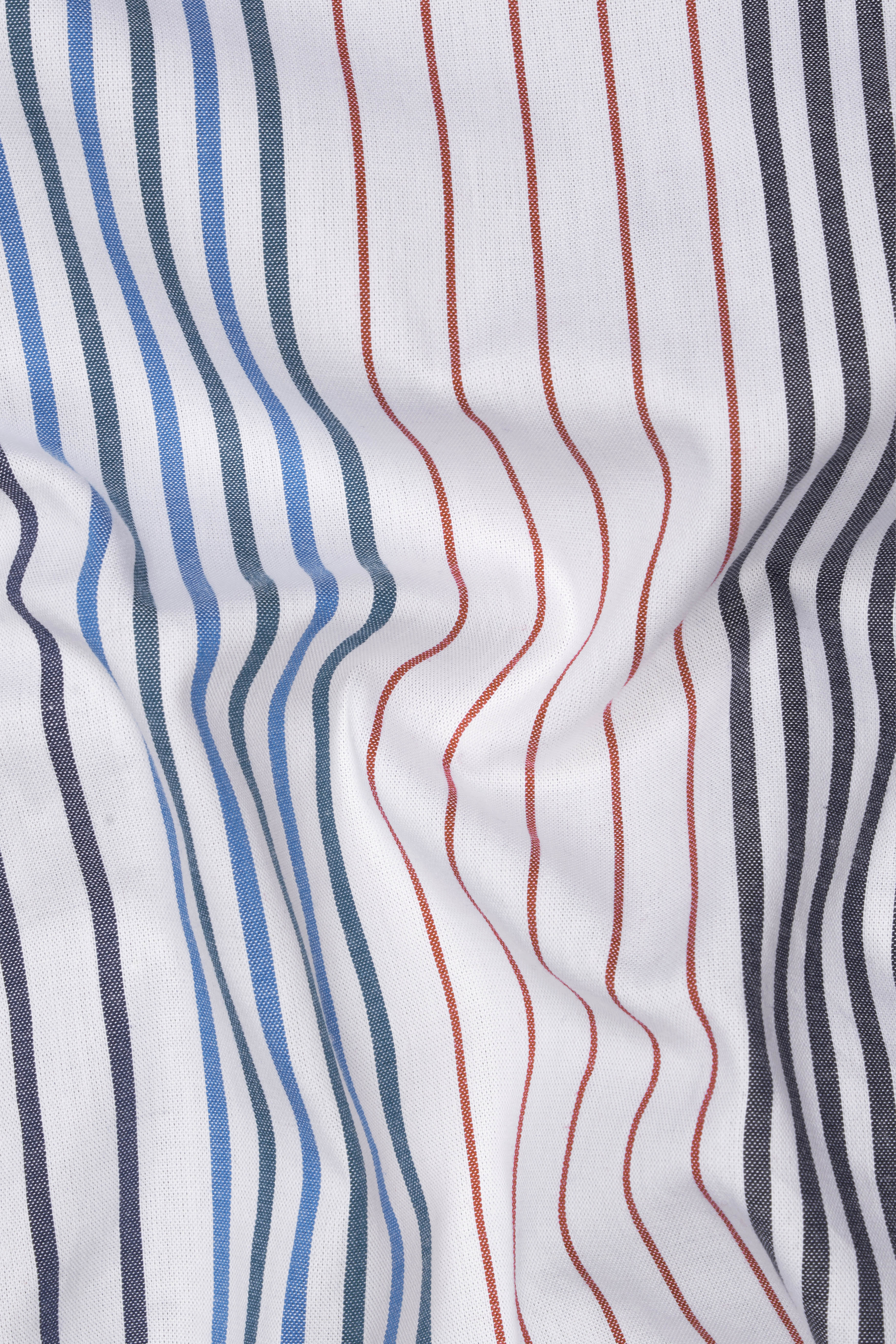 Off White Multicolour Striped Premium Cotton Shirt