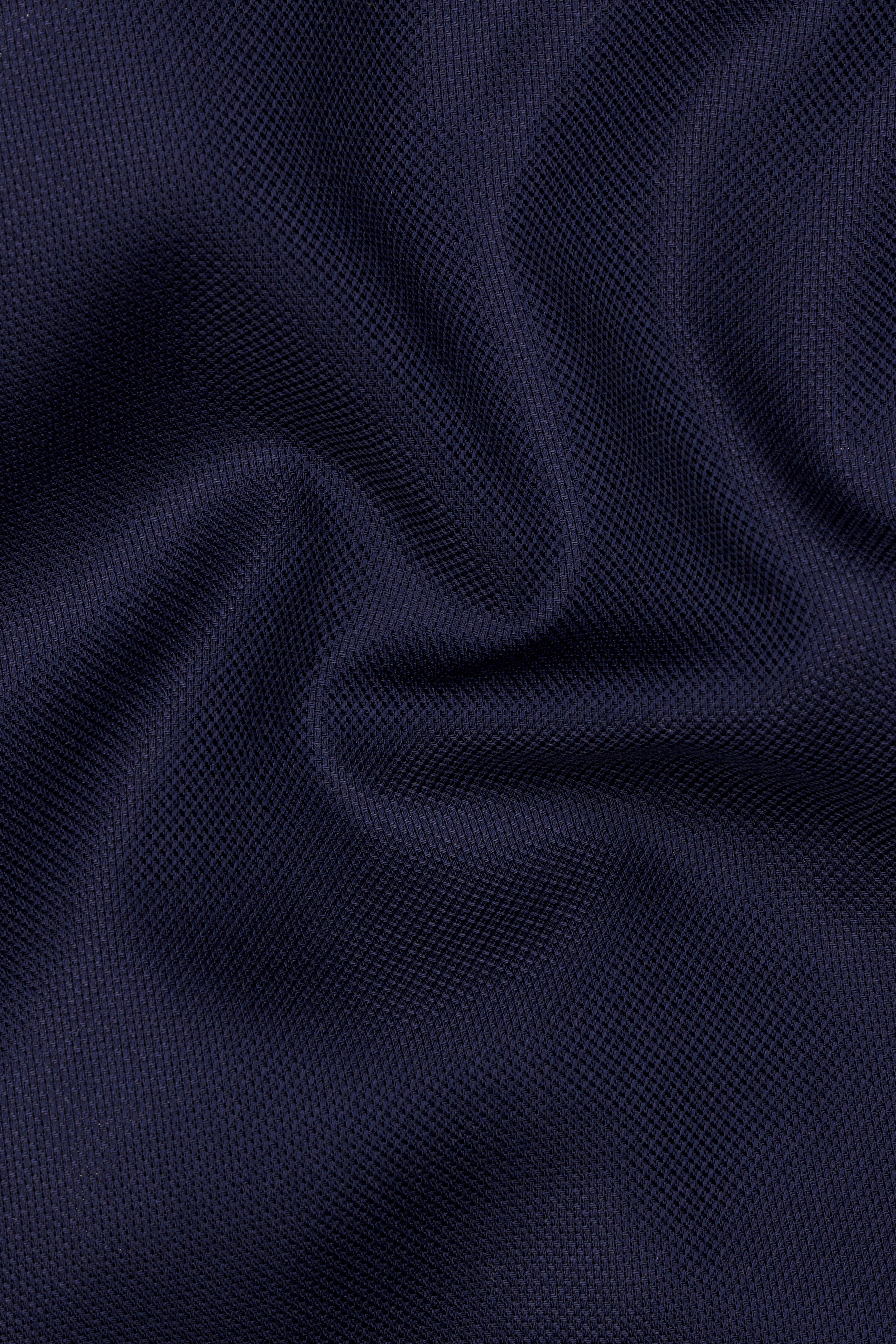 Cinder Navy Blue Dobby Textured Premium Giza Cotton Shirt