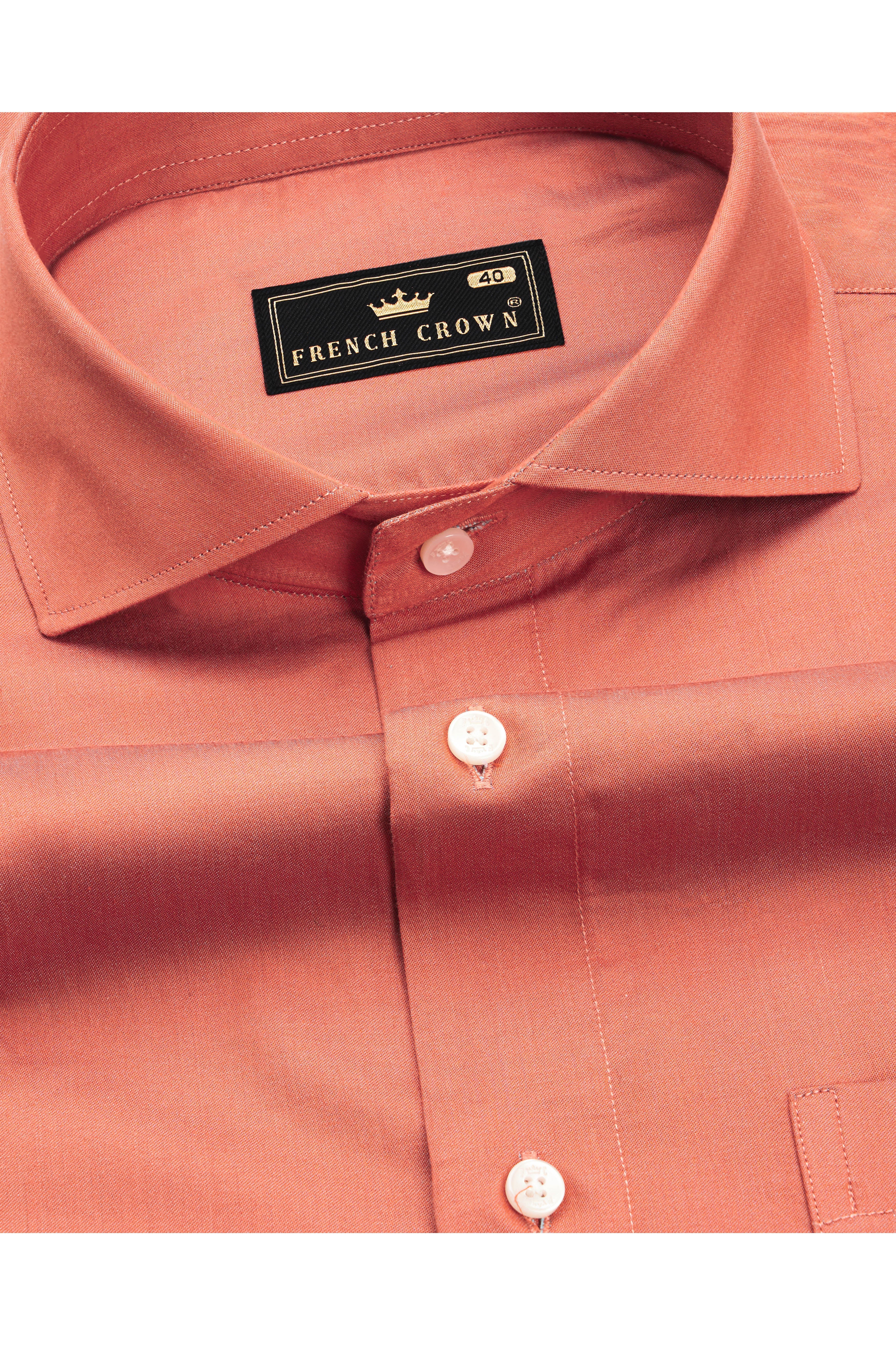 Terracotta Orange Two Tone Chambray Shirt