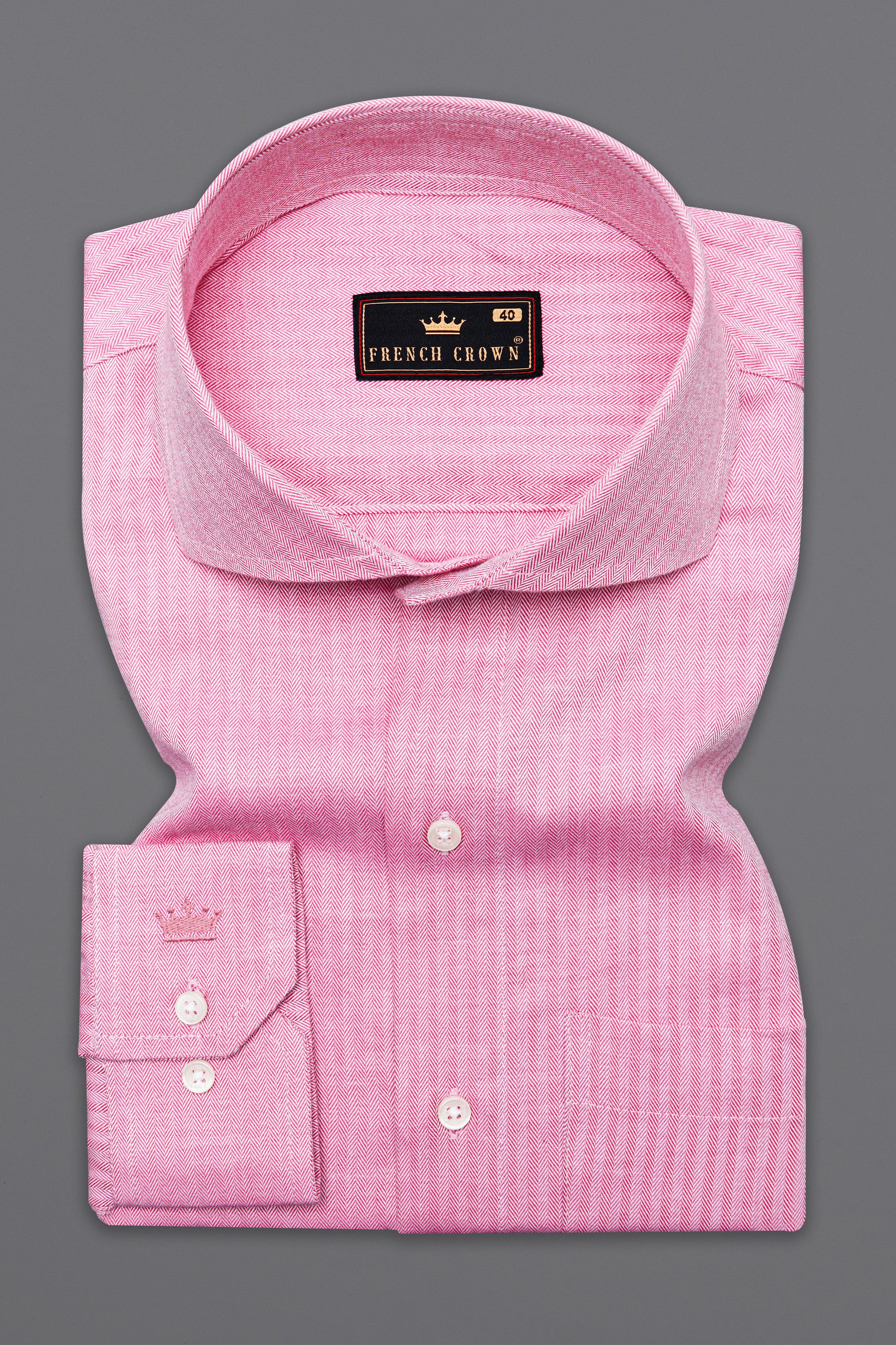 Carissma Pink Herringbone Premium Cotton Shirt