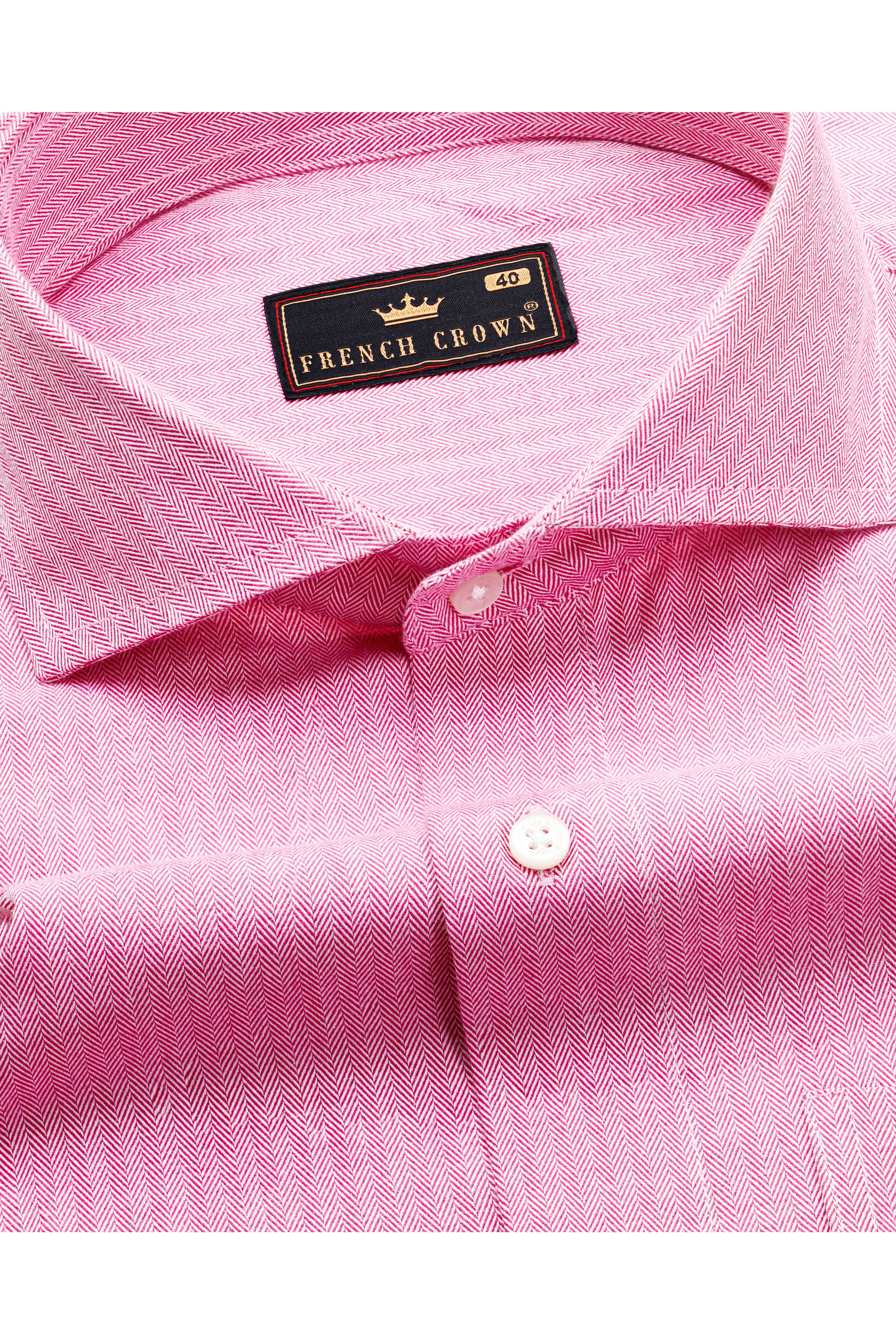 Carissma Pink Herringbone Premium Cotton Shirt