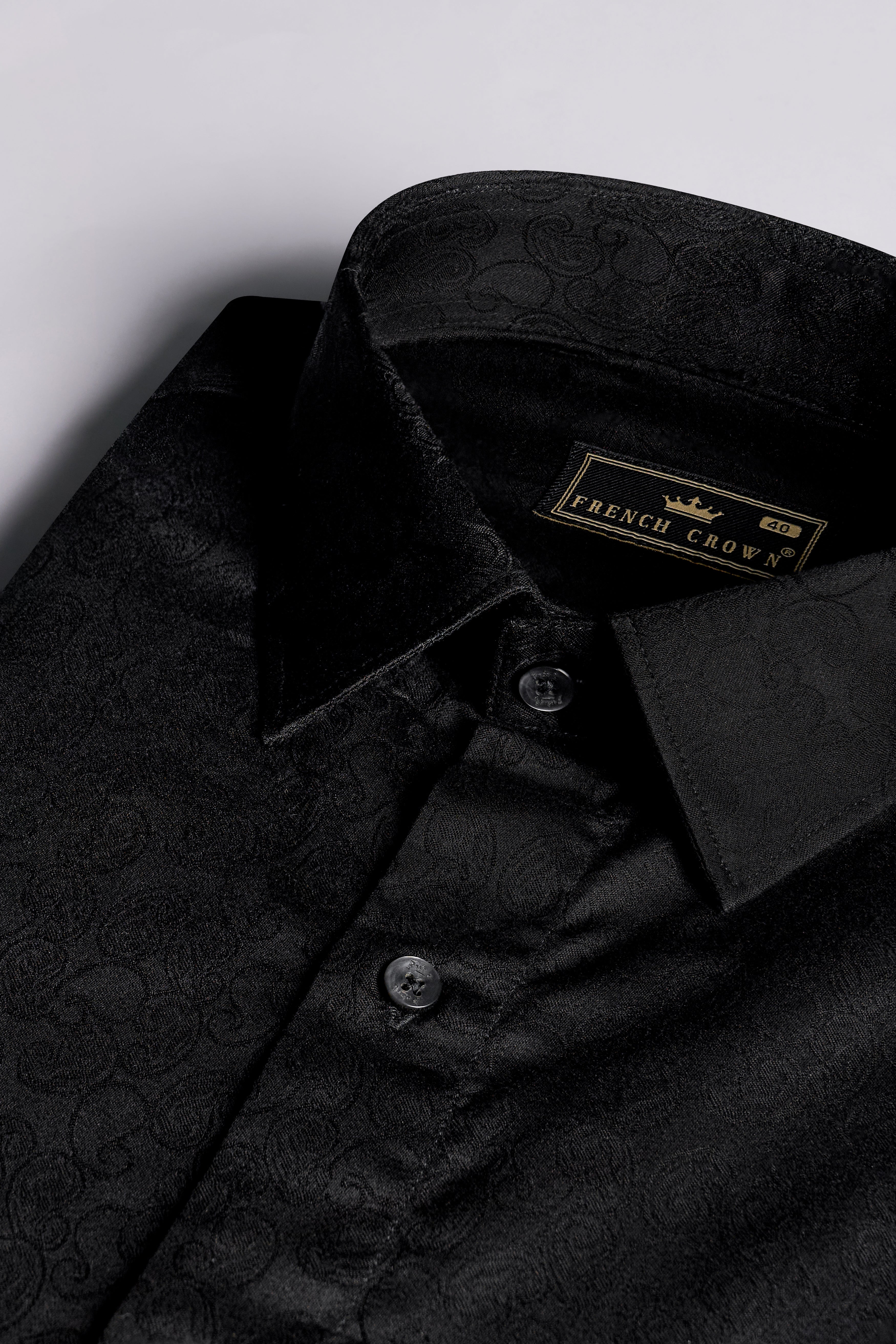 Jade Black Jacquard Textured Premium Giza Cotton Shirt