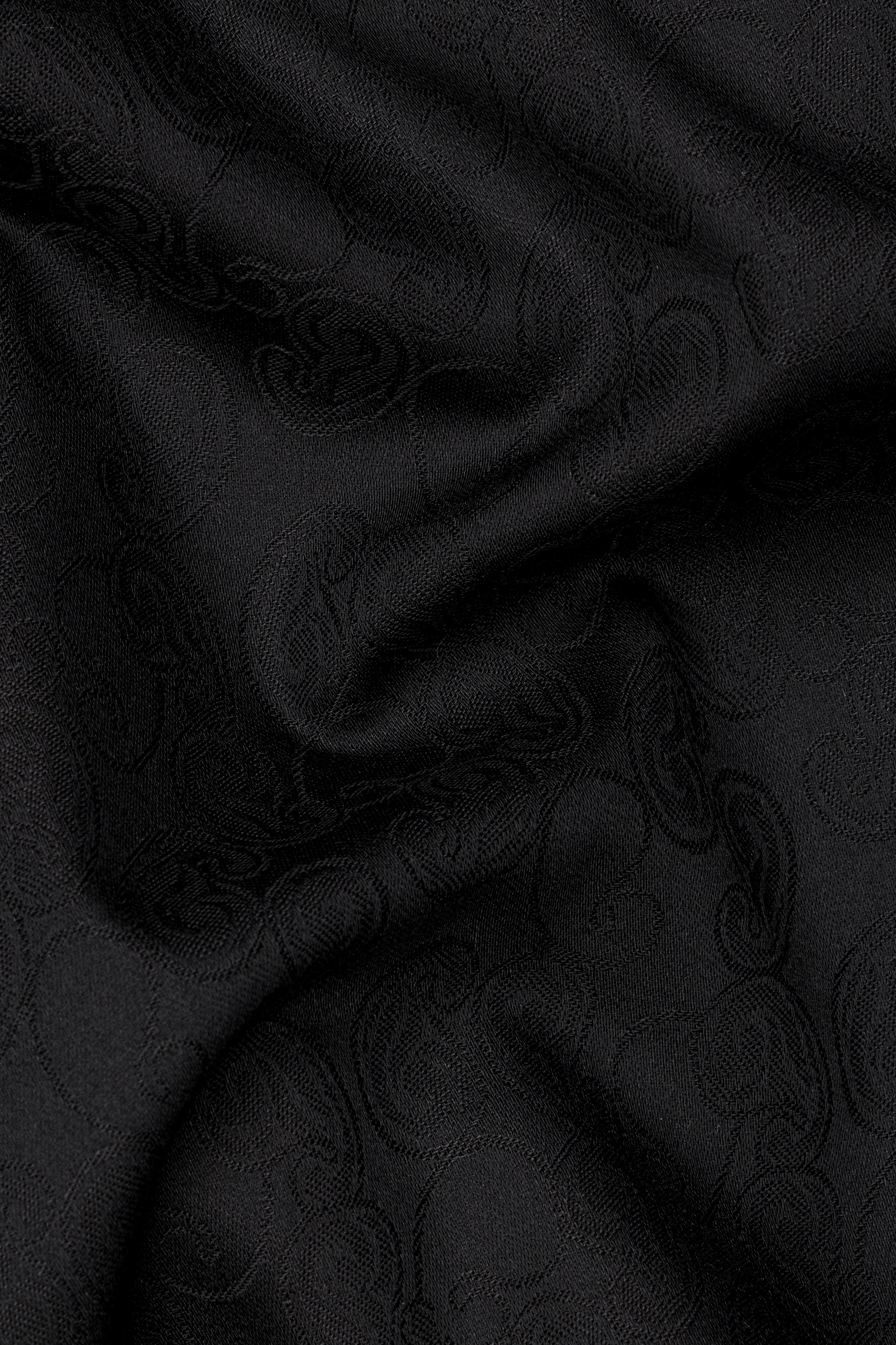 Jade Black Jacquard Textured Premium Giza Cotton Shirt