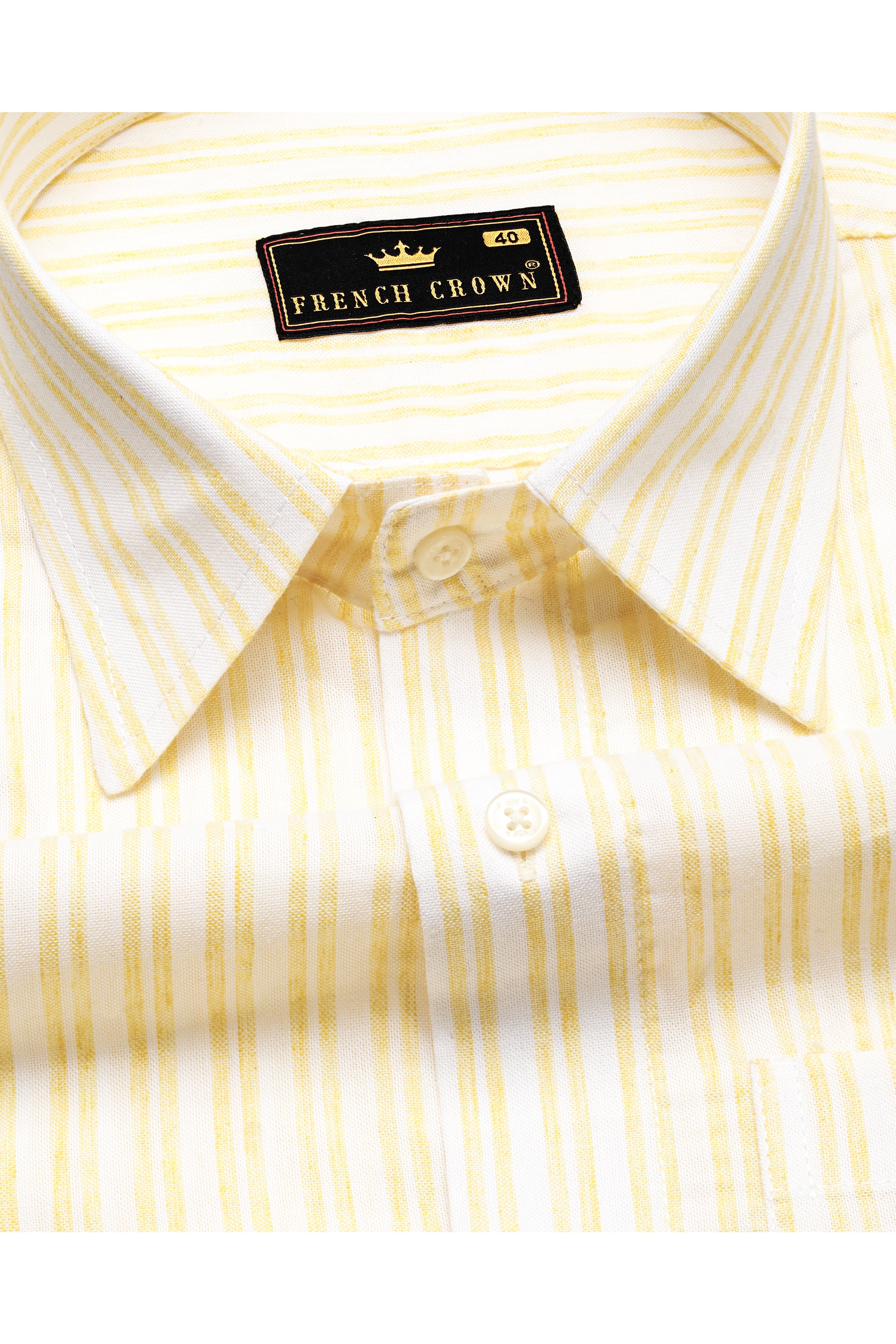 Mania Yellow and White Striped Royal Oxford Shirt