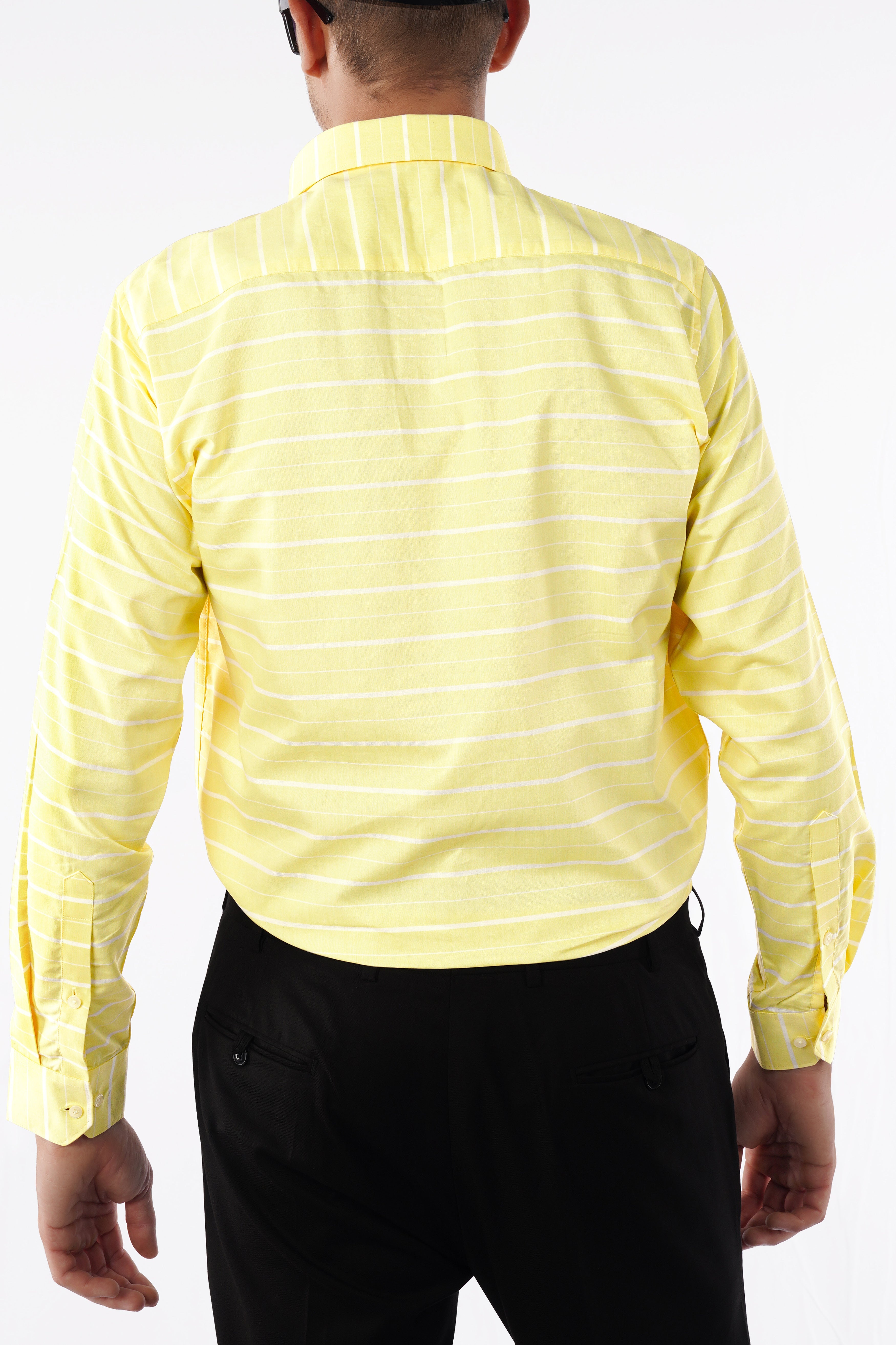 Astra Yellow and White Striped Royal Oxford Shirt