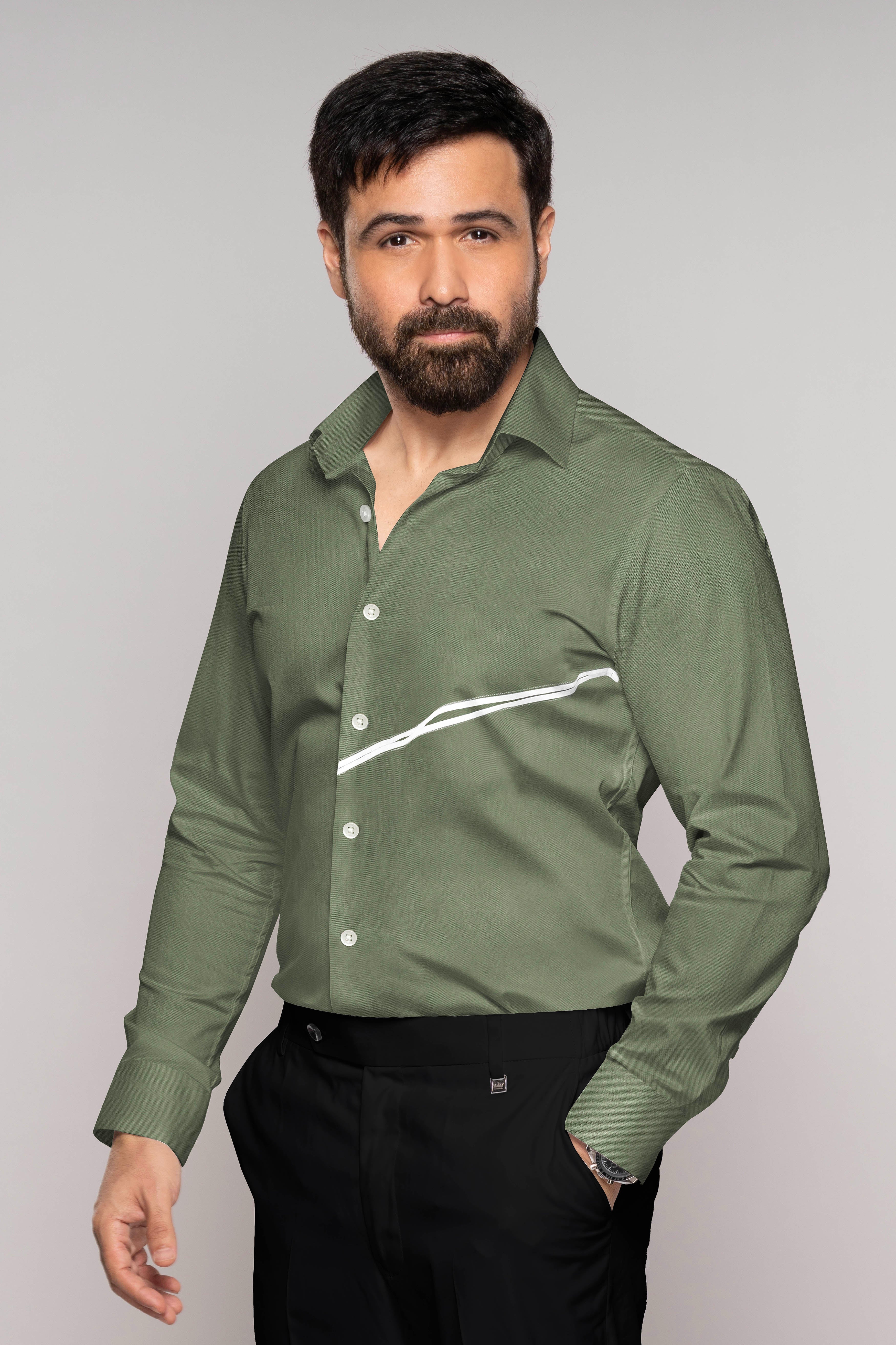 Camouflage Green Luxurious Linen Designer Shirt