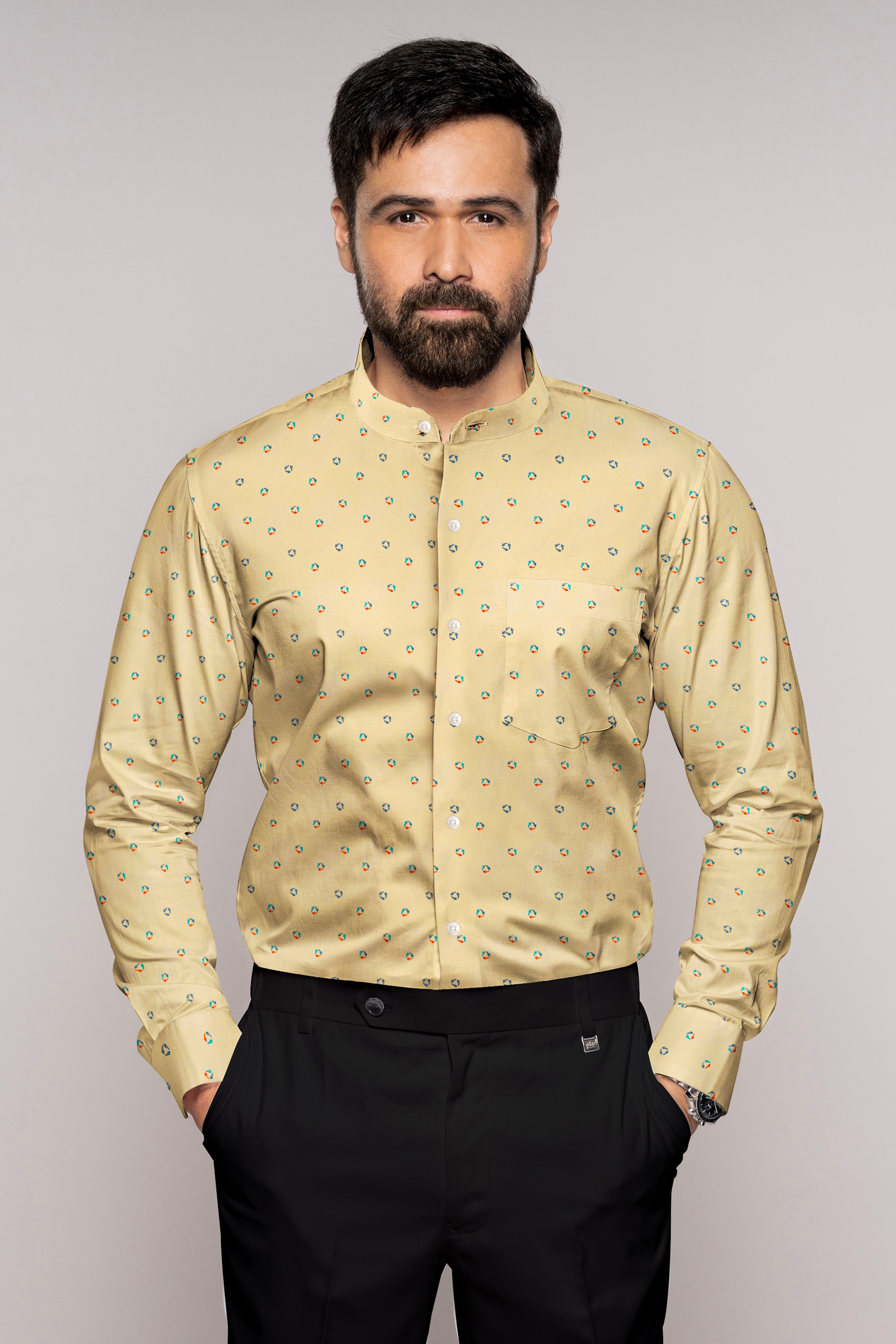 Pavlova Brown Printed Twill Premium Cotton Shirt