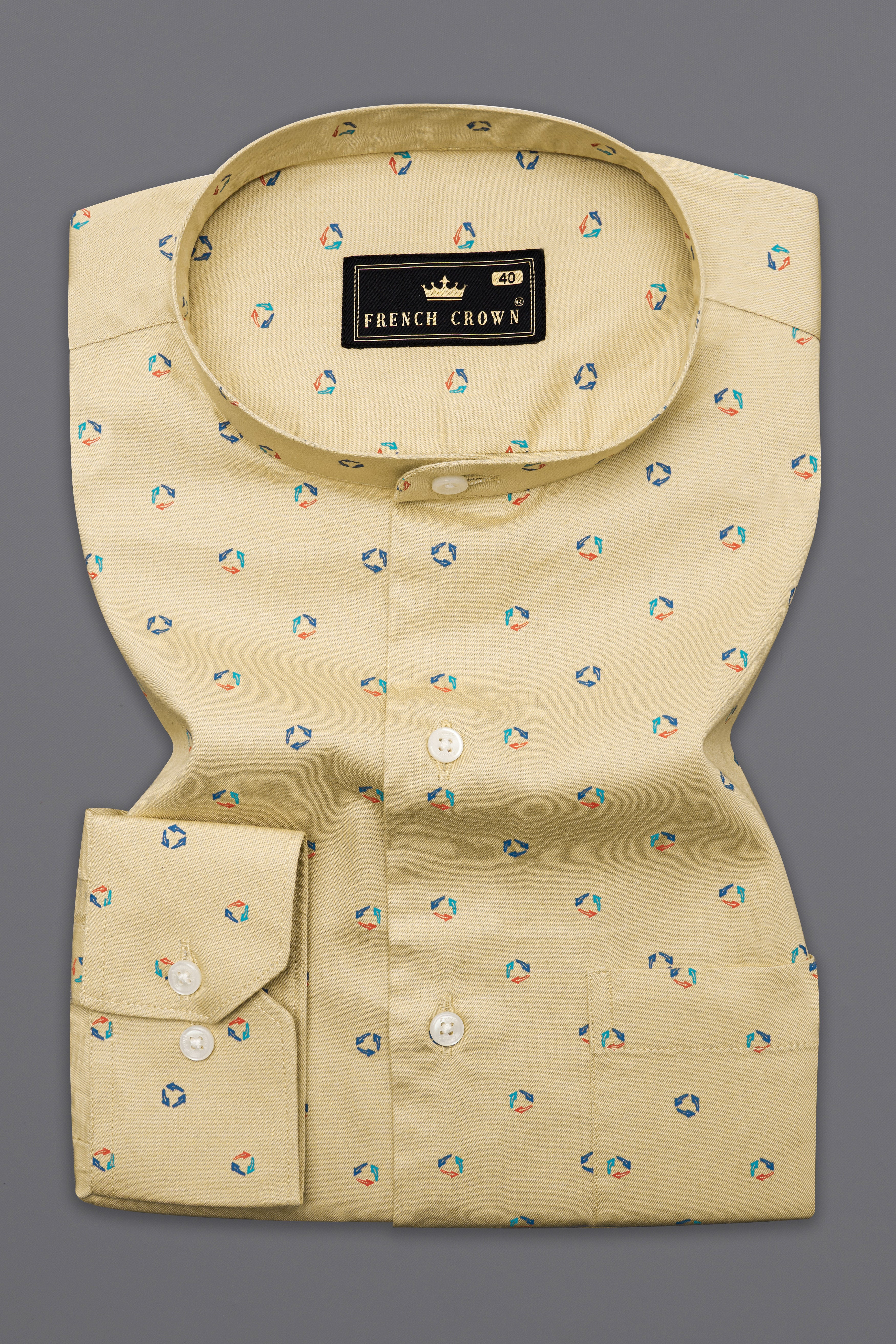 Pavlova Brown Printed Twill Premium Cotton Shirt