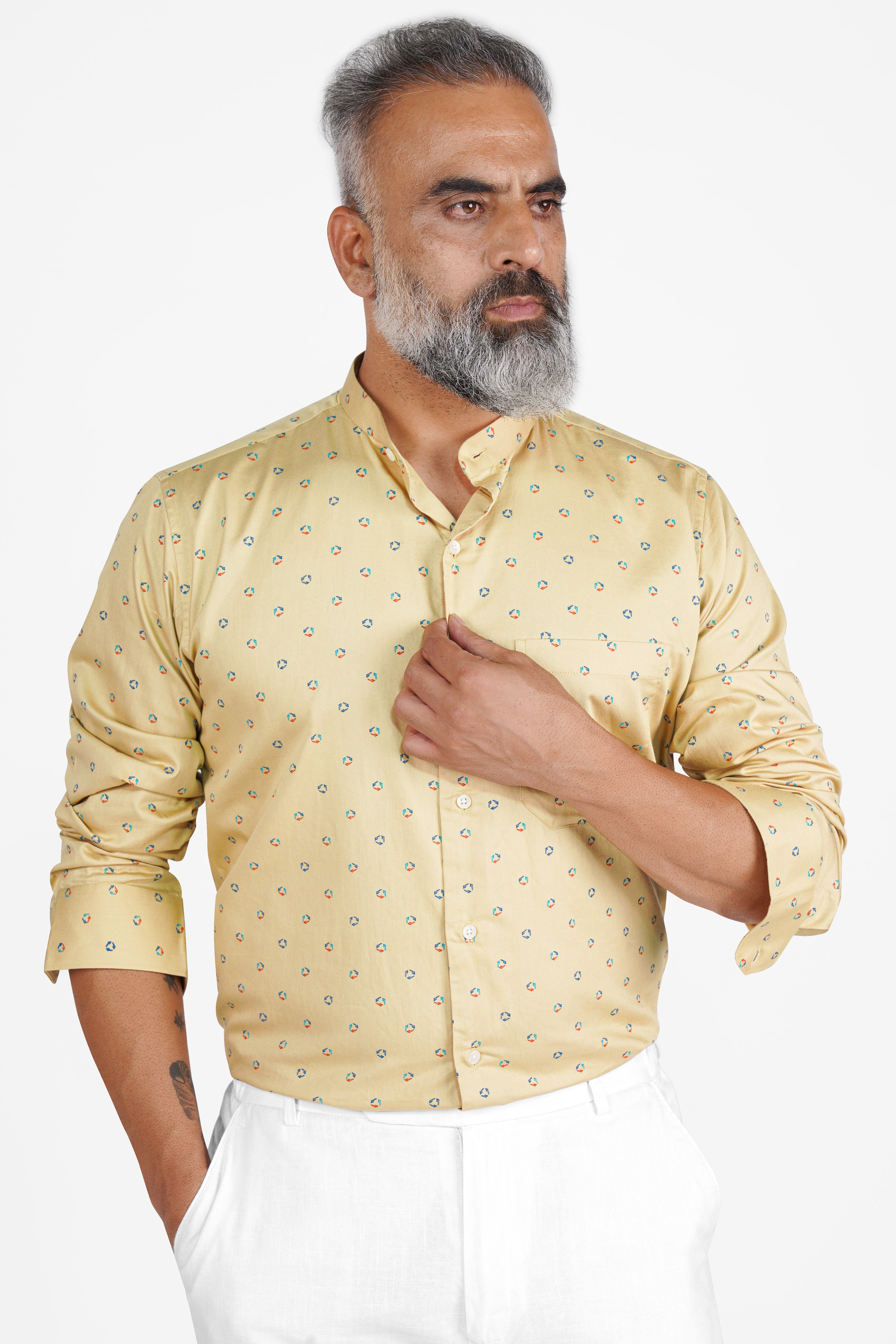 Pavlova Brown Printed Twill Premium Cotton Shirt