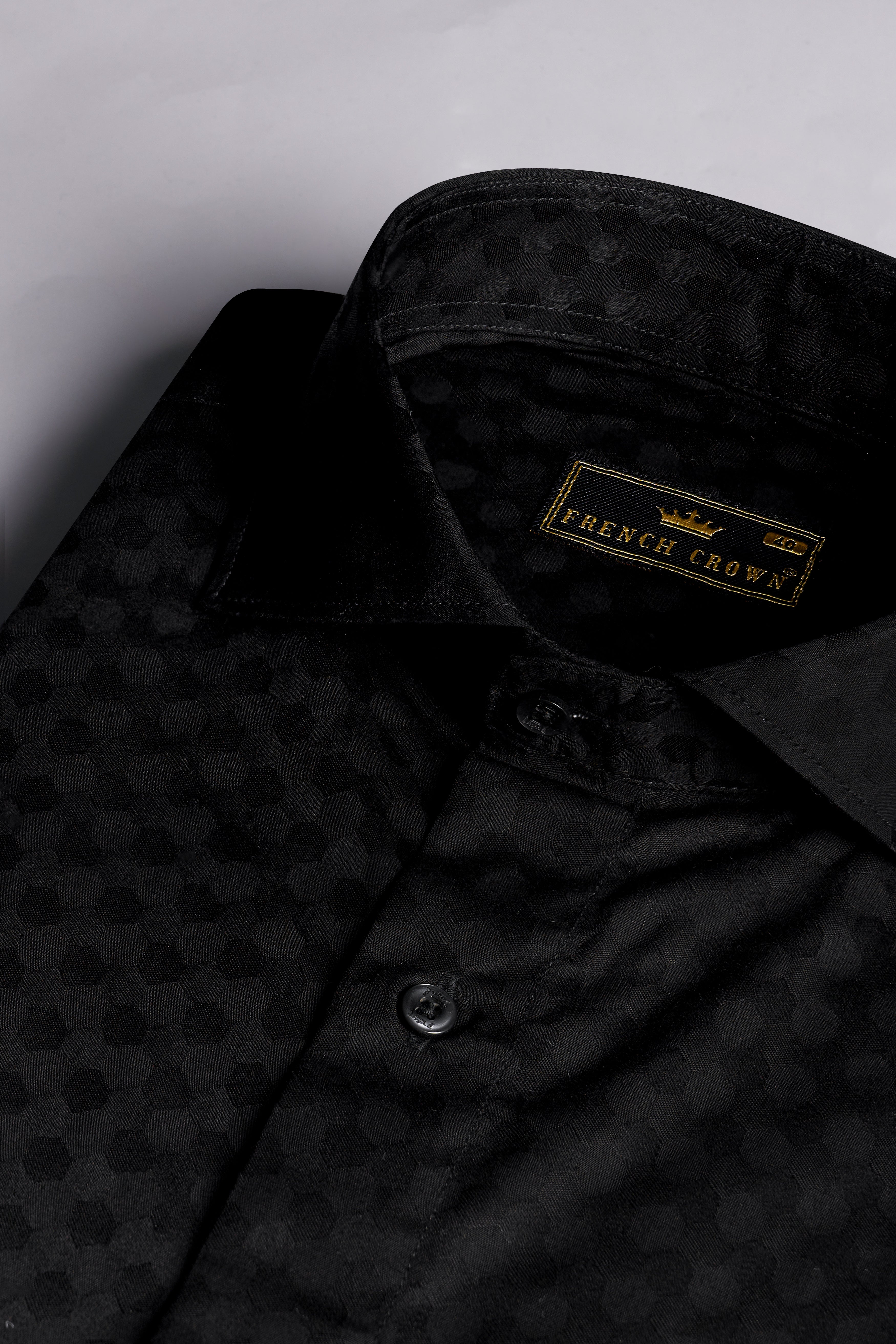 Jade Black Jacquard Textured Premium Giza Cotton Shirt