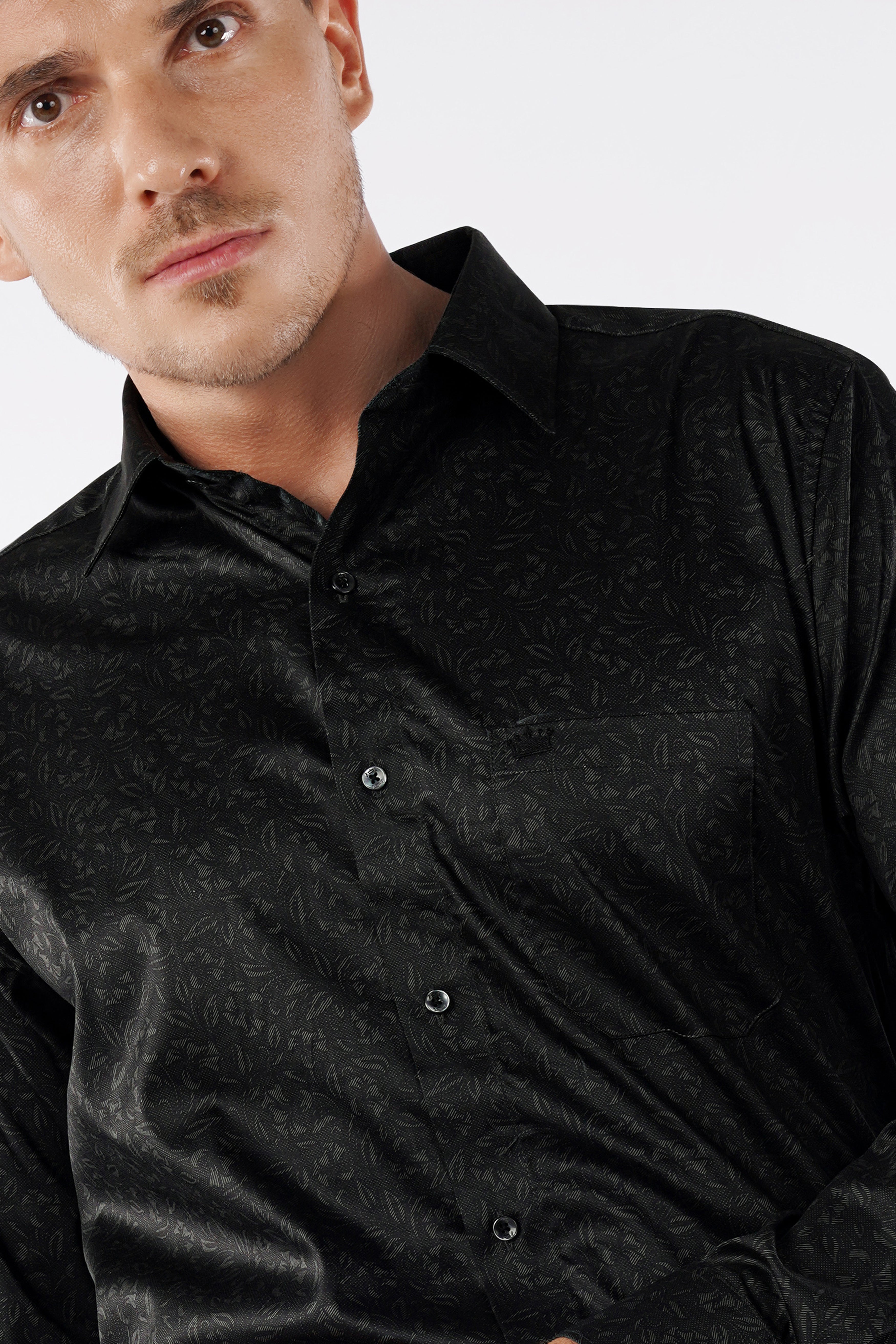 Jade Black Printed Super Soft Premium Cotton Stretchable Shirt