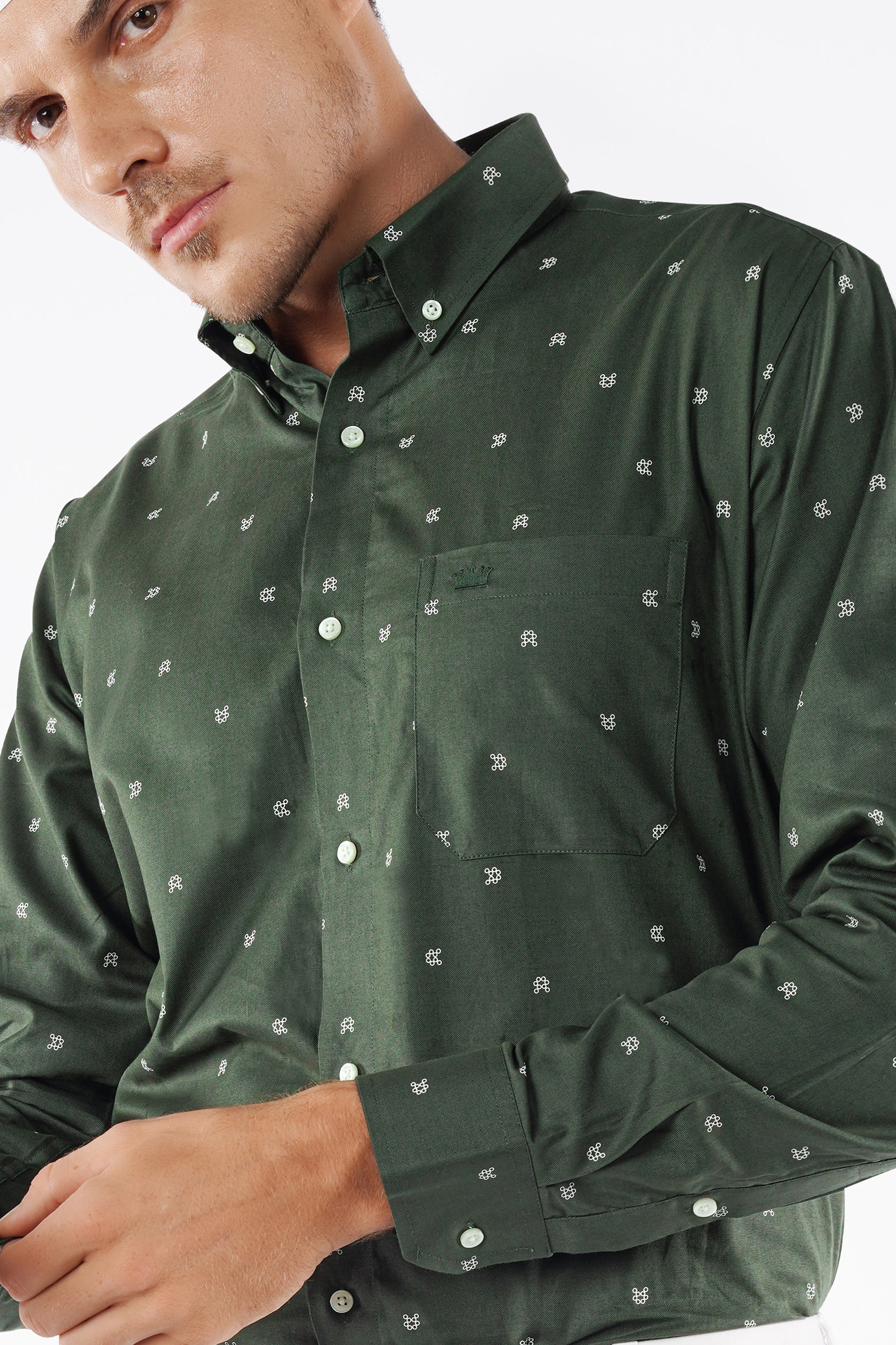 Mineral Green Printed Royal Oxford Shirt