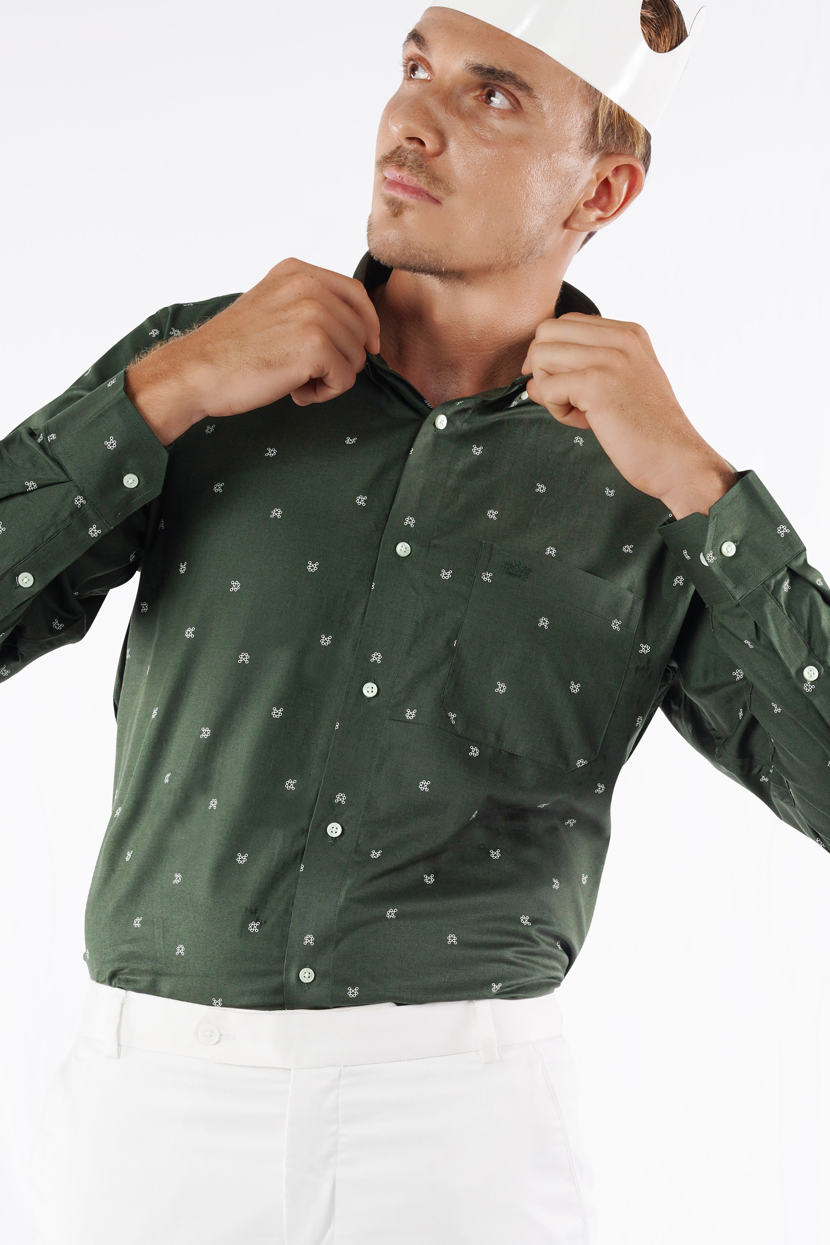 Mineral Green Printed Royal Oxford Shirt