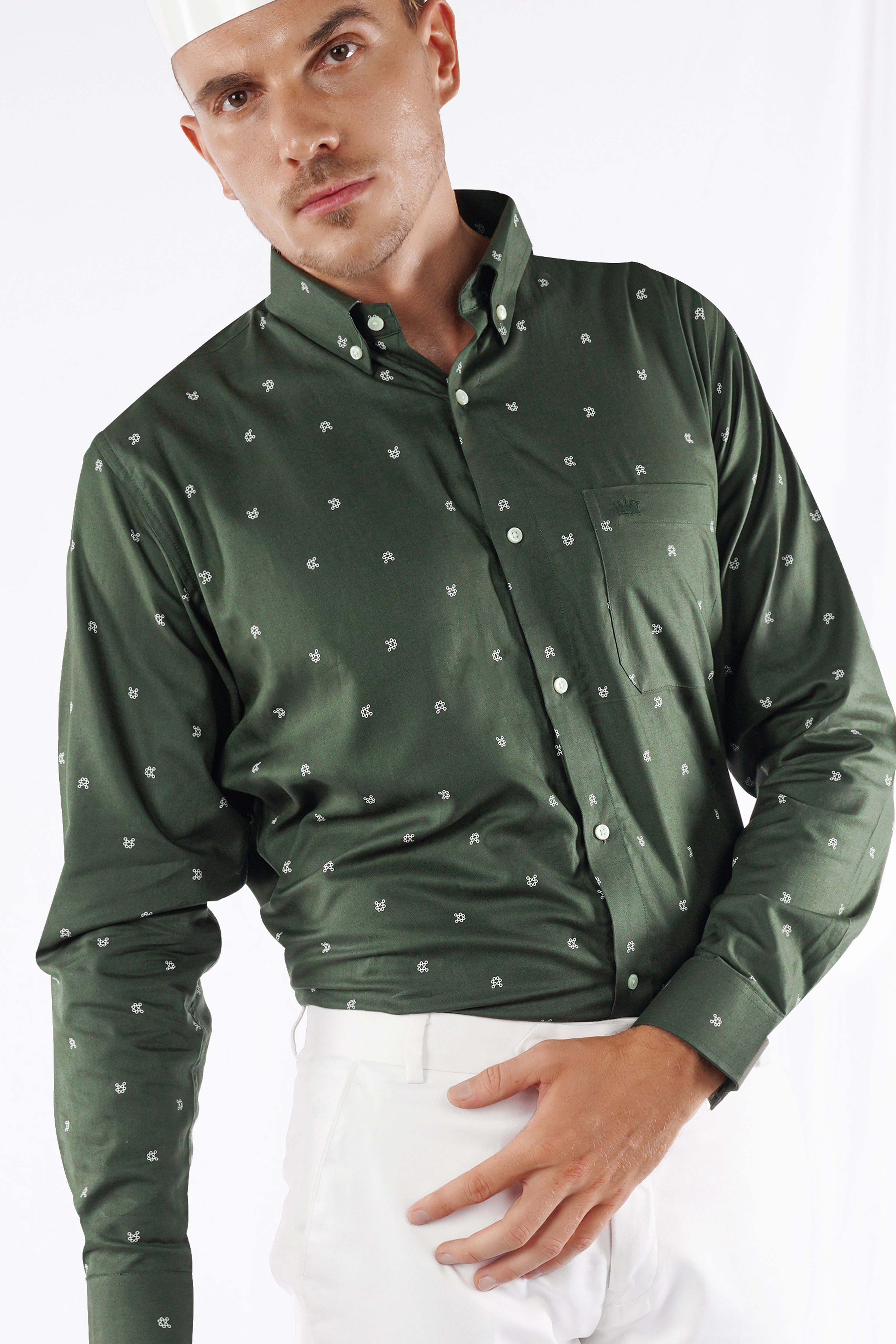 Mineral Green Printed Royal Oxford Shirt