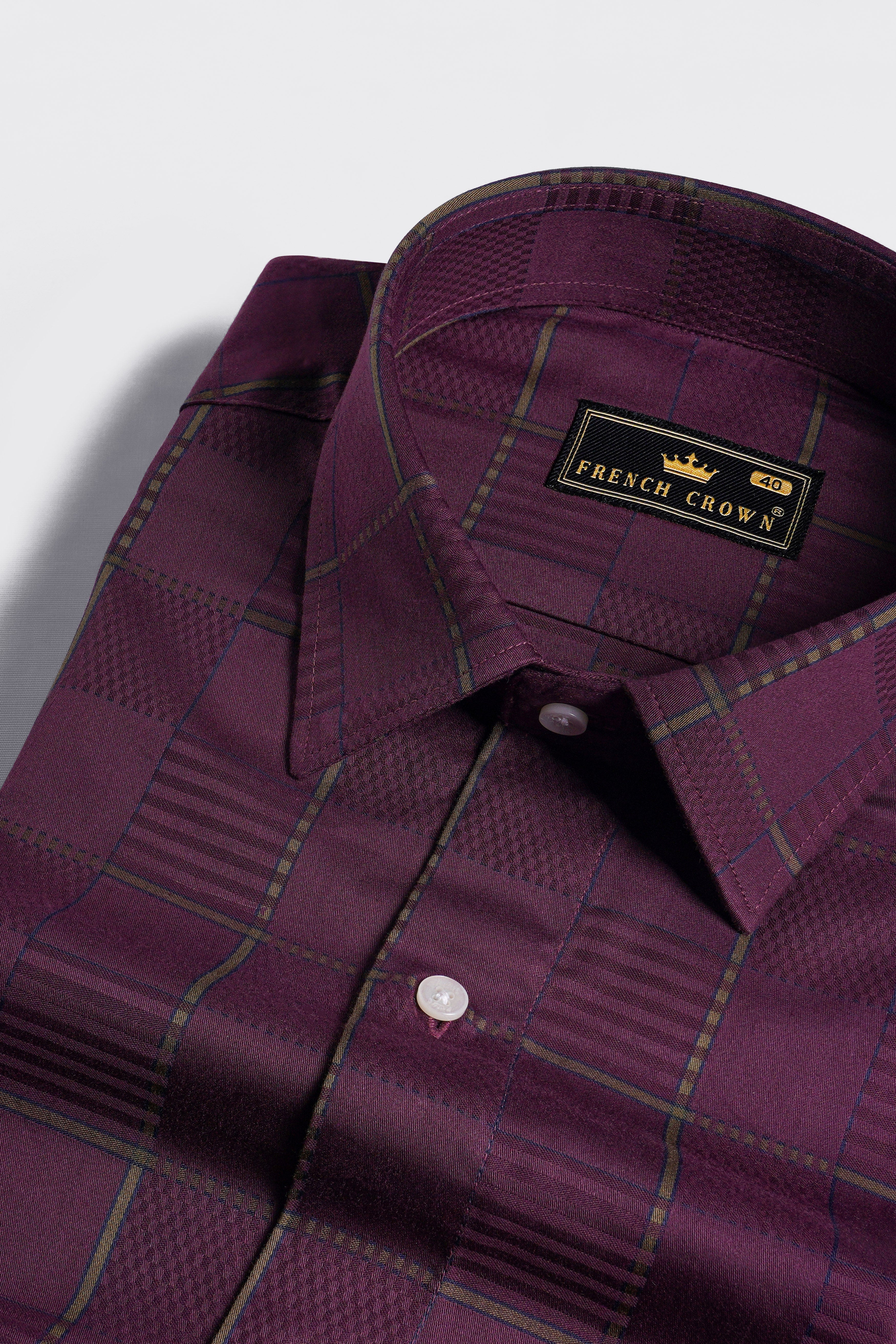 Matterhorn Wine Windowpane Jacquard Textured Premium Giza Cotton Shirt