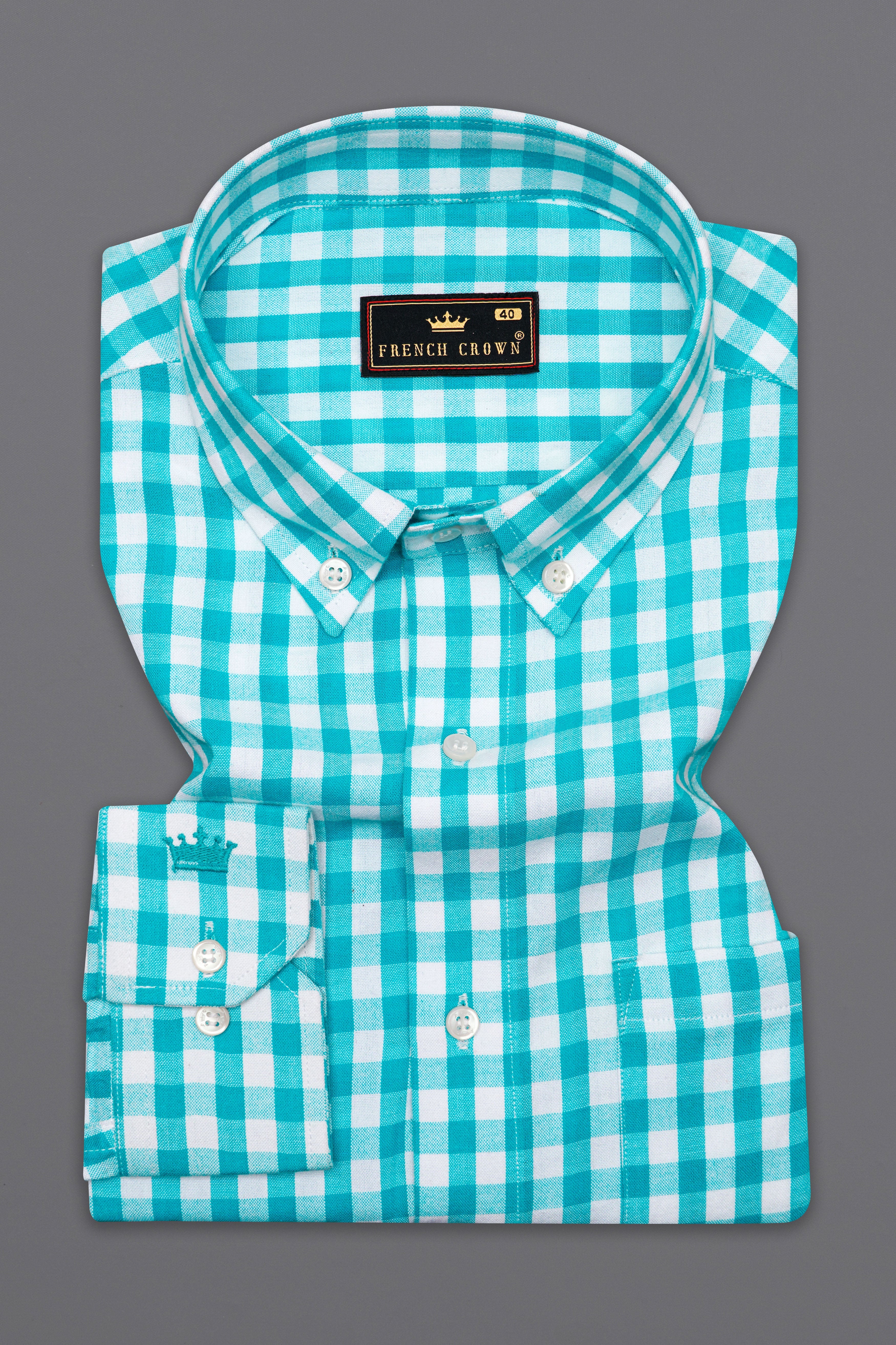 Cerulean Aqua Blue and White Checkered Royal Oxford Shirt 10163-BD-38, 10163-BD-H-38, 10163-BD-39, 10163-BD-H-39, 10163-BD-40, 10163-BD-H-40, 10163-BD-42, 10163-BD-H-42, 10163-BD-44, 10163-BD-H-44, 10163-BD-46, 10163-BD-H-46, 10163-BD-48, 10163-BD-H-48, 10163-BD-50, 10163-BD-H-50, 10163-BD-52, 10163-BD-H-52