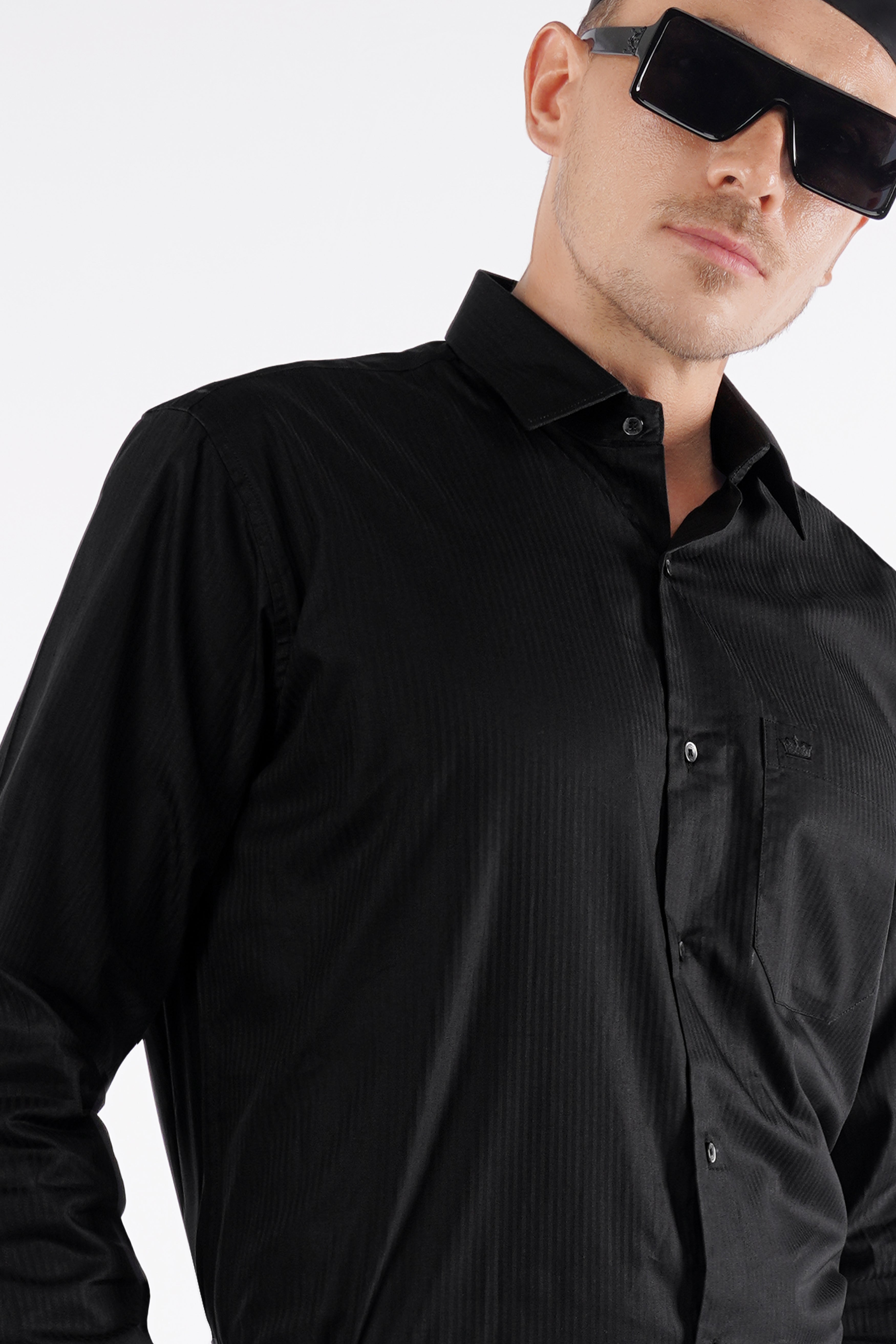 Jade Black Twill Premium Cotton Shirt