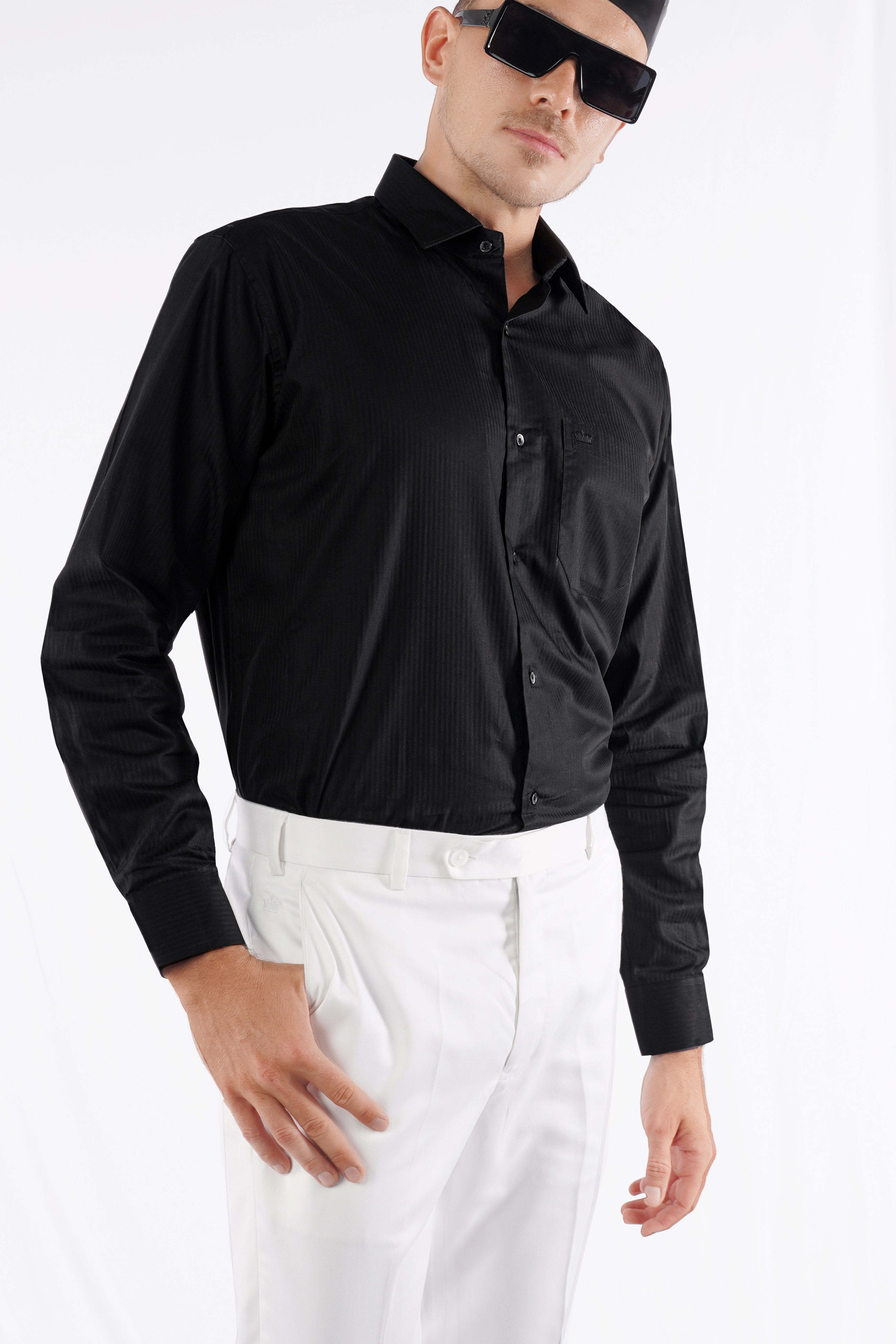 Jade Black Twill Premium Cotton Shirt