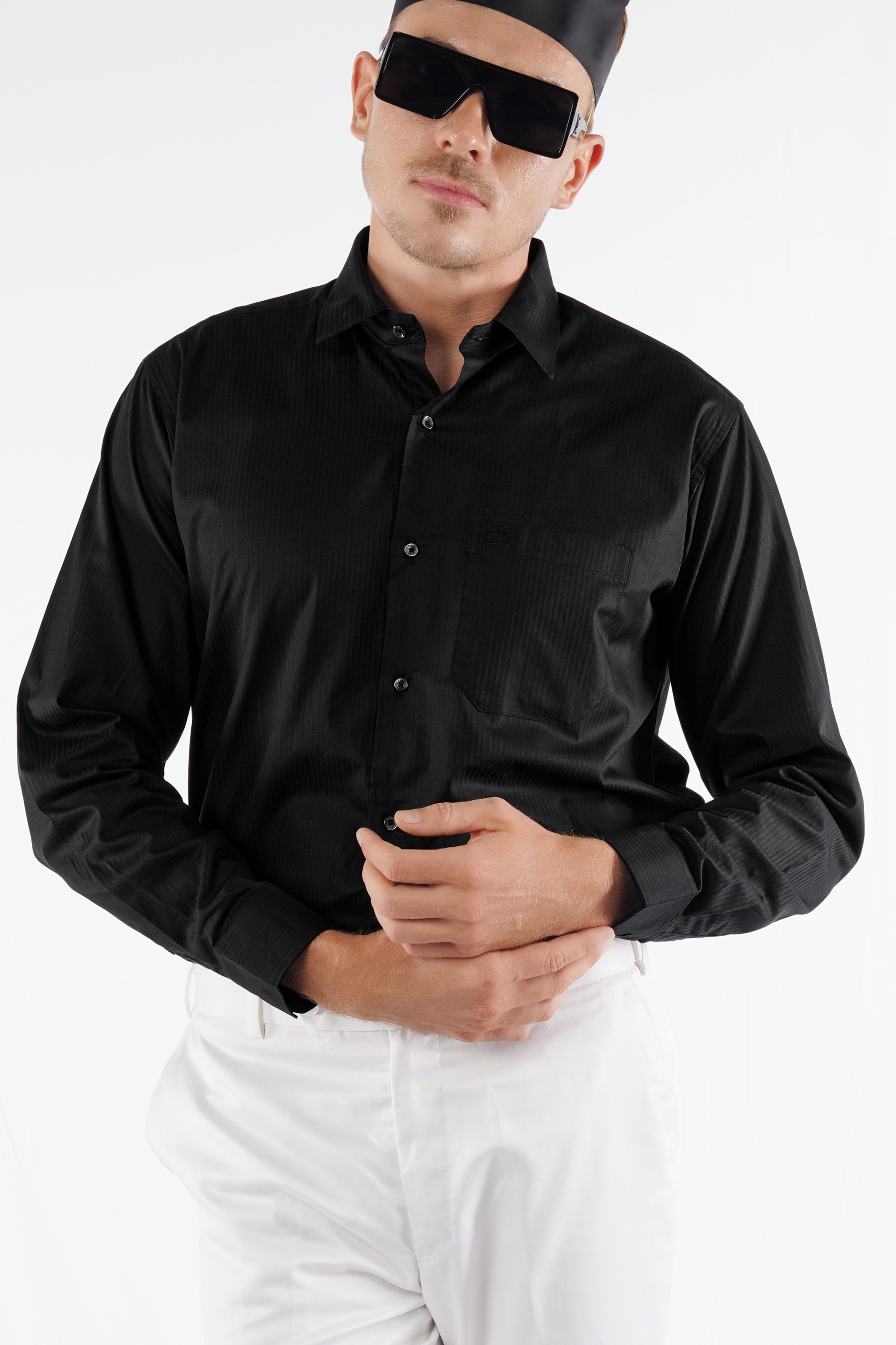 Jade Black Twill Premium Cotton Shirt