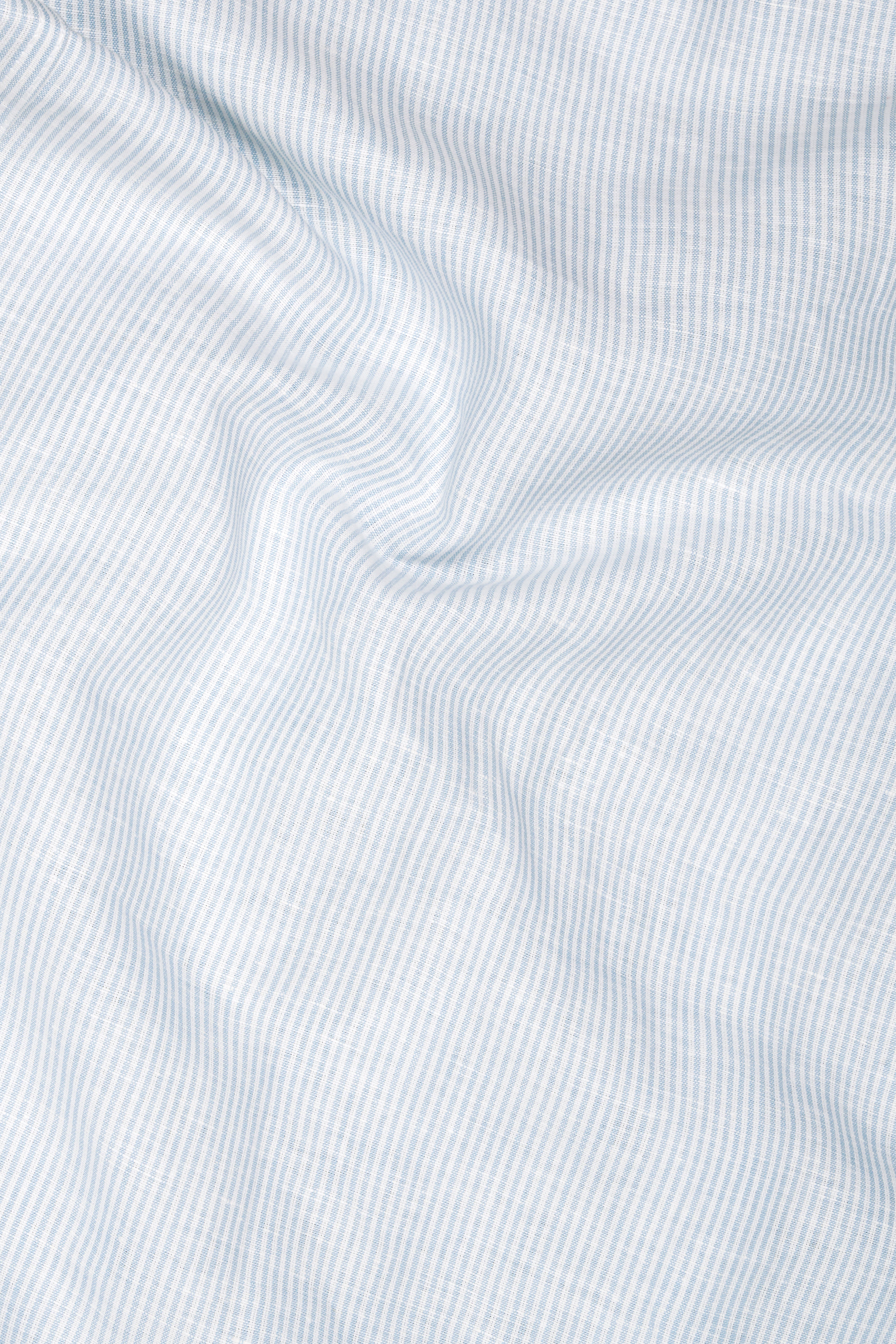 Periwinkle Blue and White Pinstriped Linen Shirt