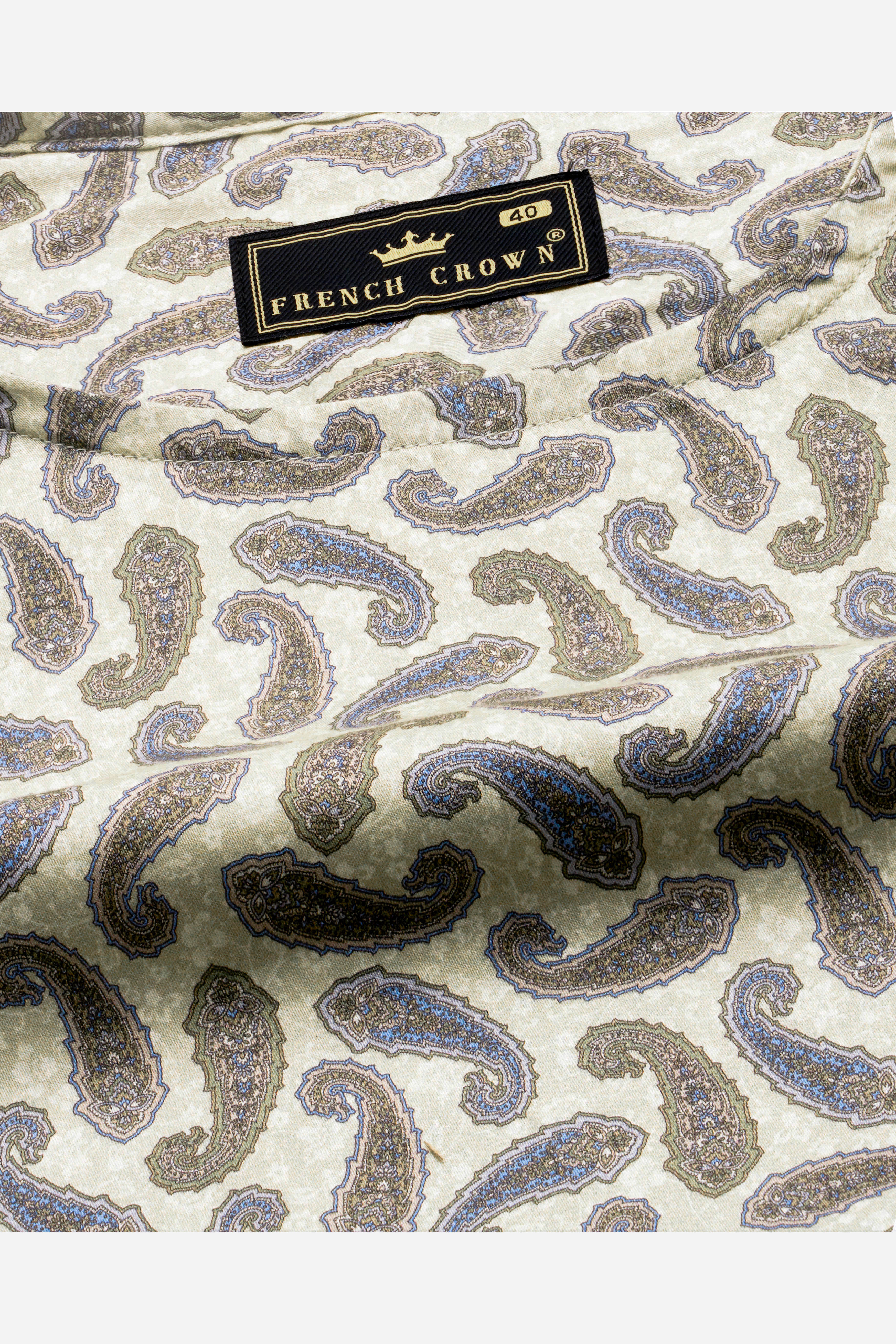 Hampton Yellow with Multicoloured Paisley Printed Shoulder Zipper Closer Premium Cotton Designer Shirt