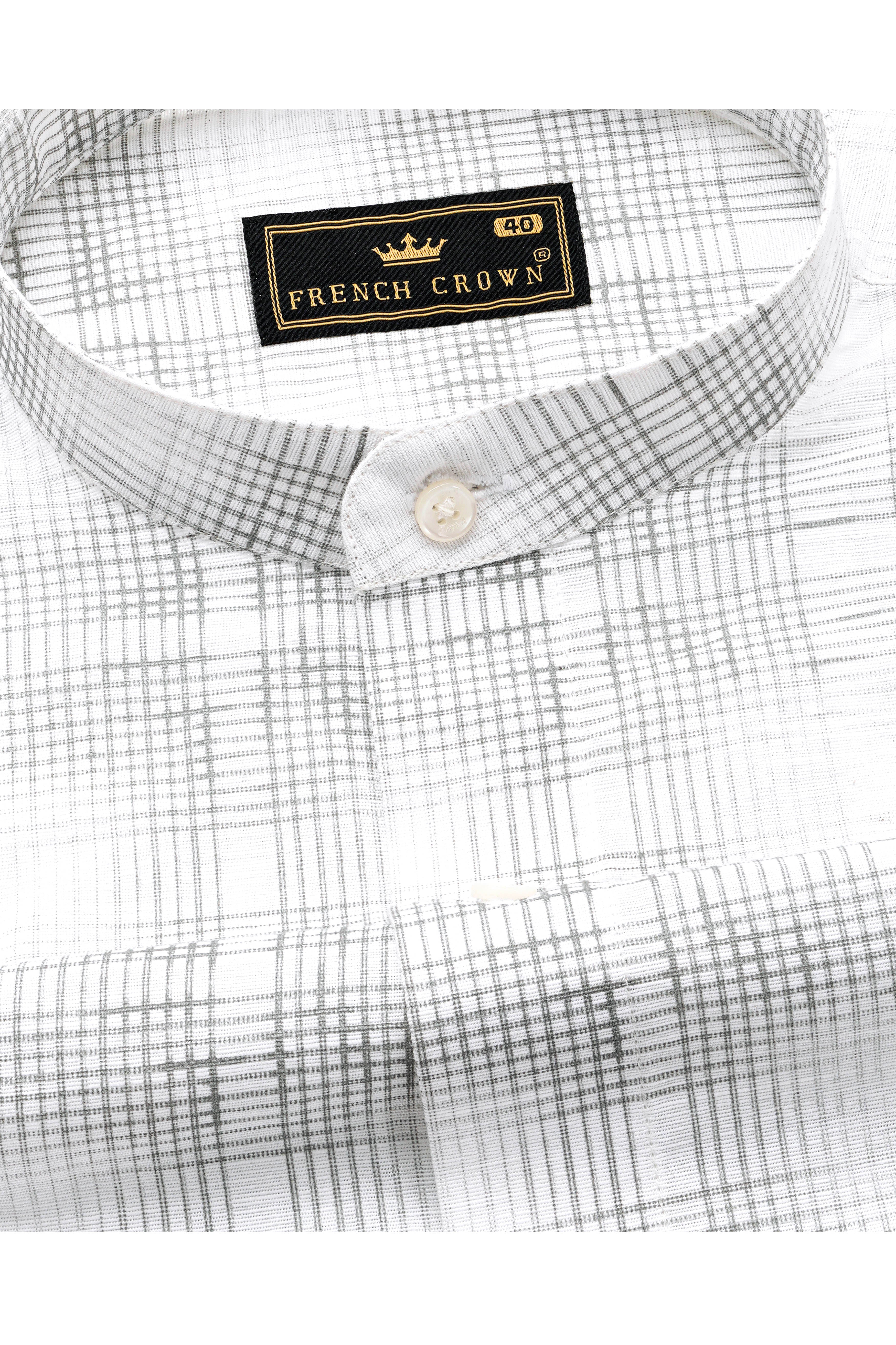 Nobel Gray and White Checkered Luxurious Linen Shirt