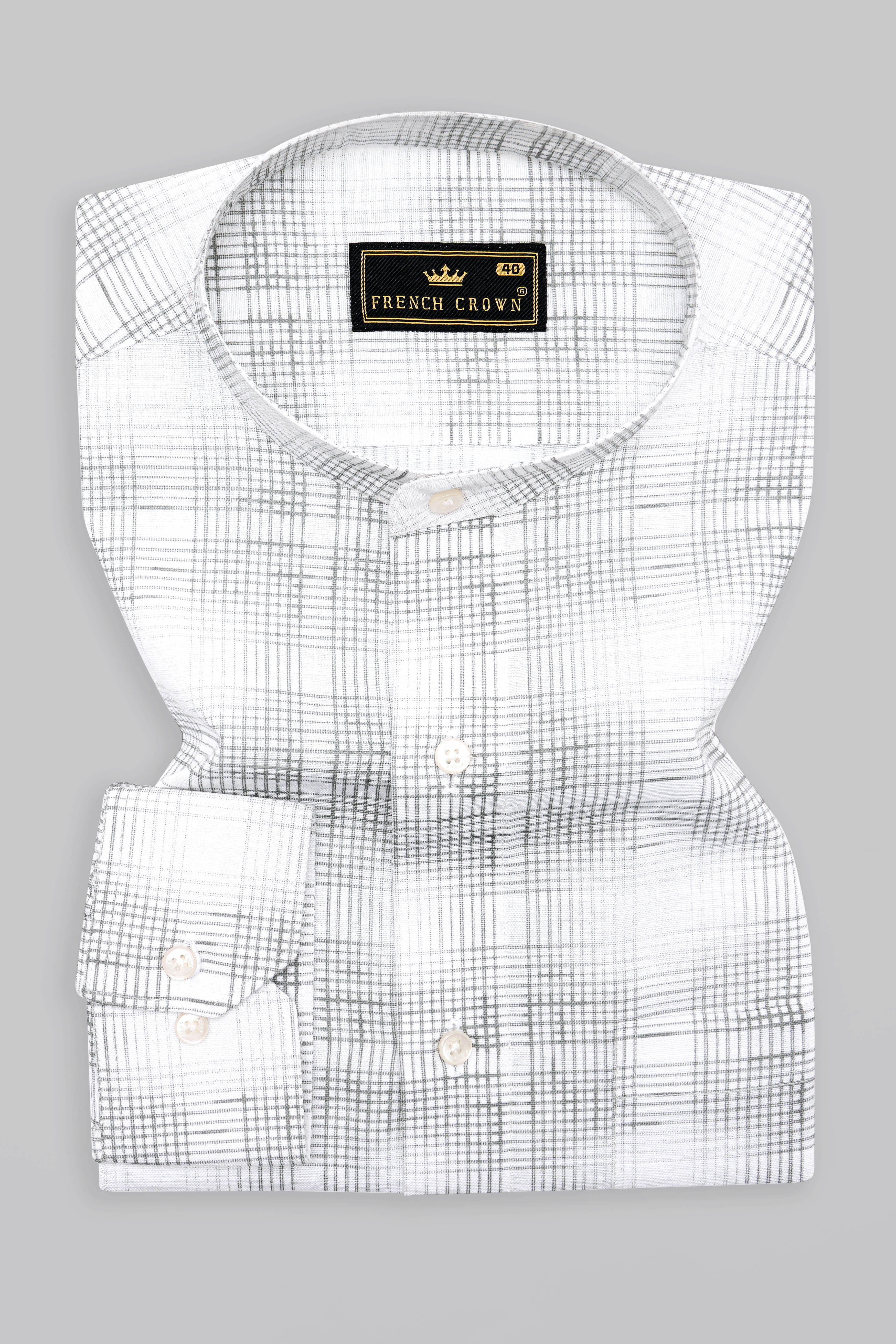 Nobel Gray and White Checkered Luxurious Linen Shirt