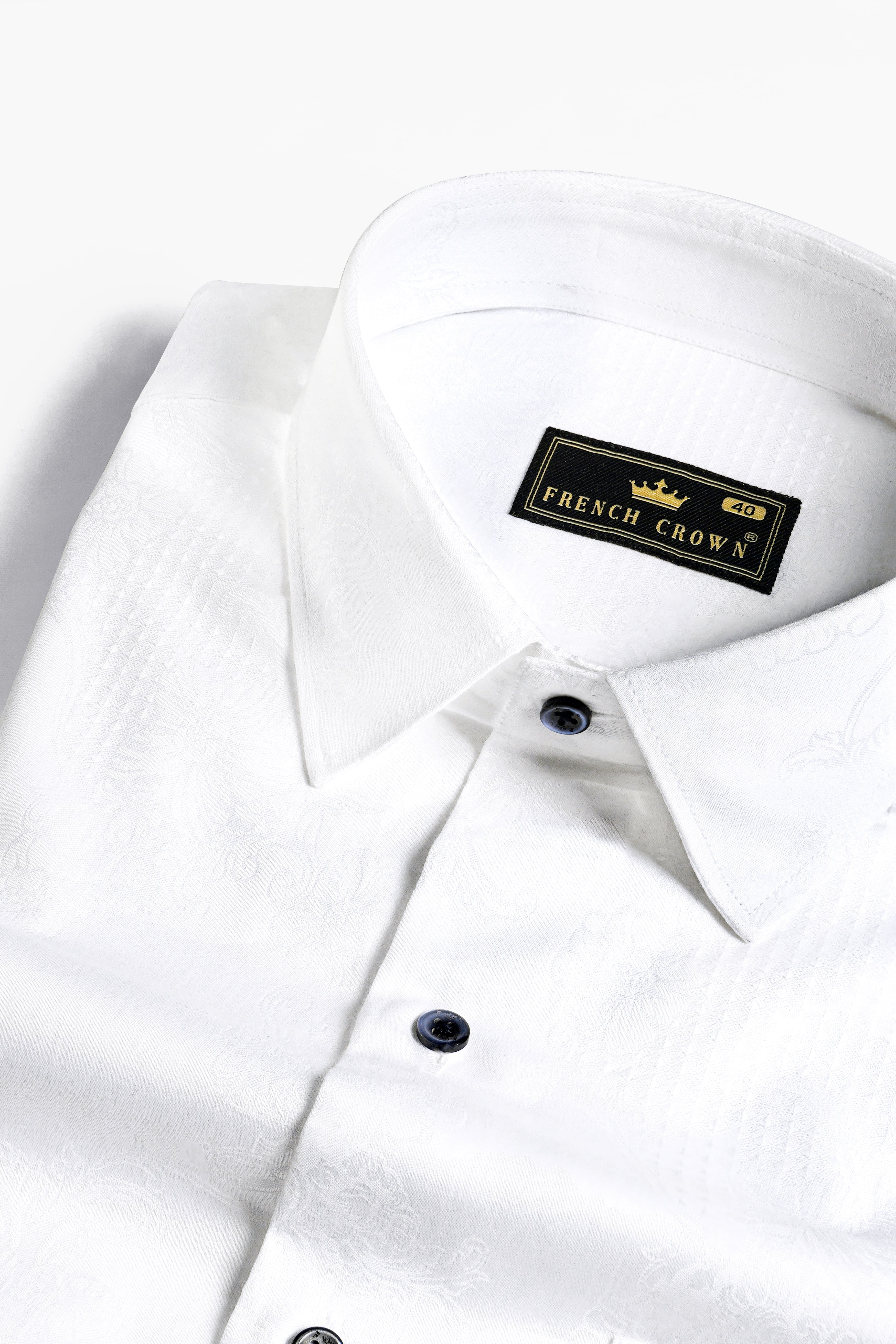 Bright White Jacquard Textured Premium Giza Cotton Shirt