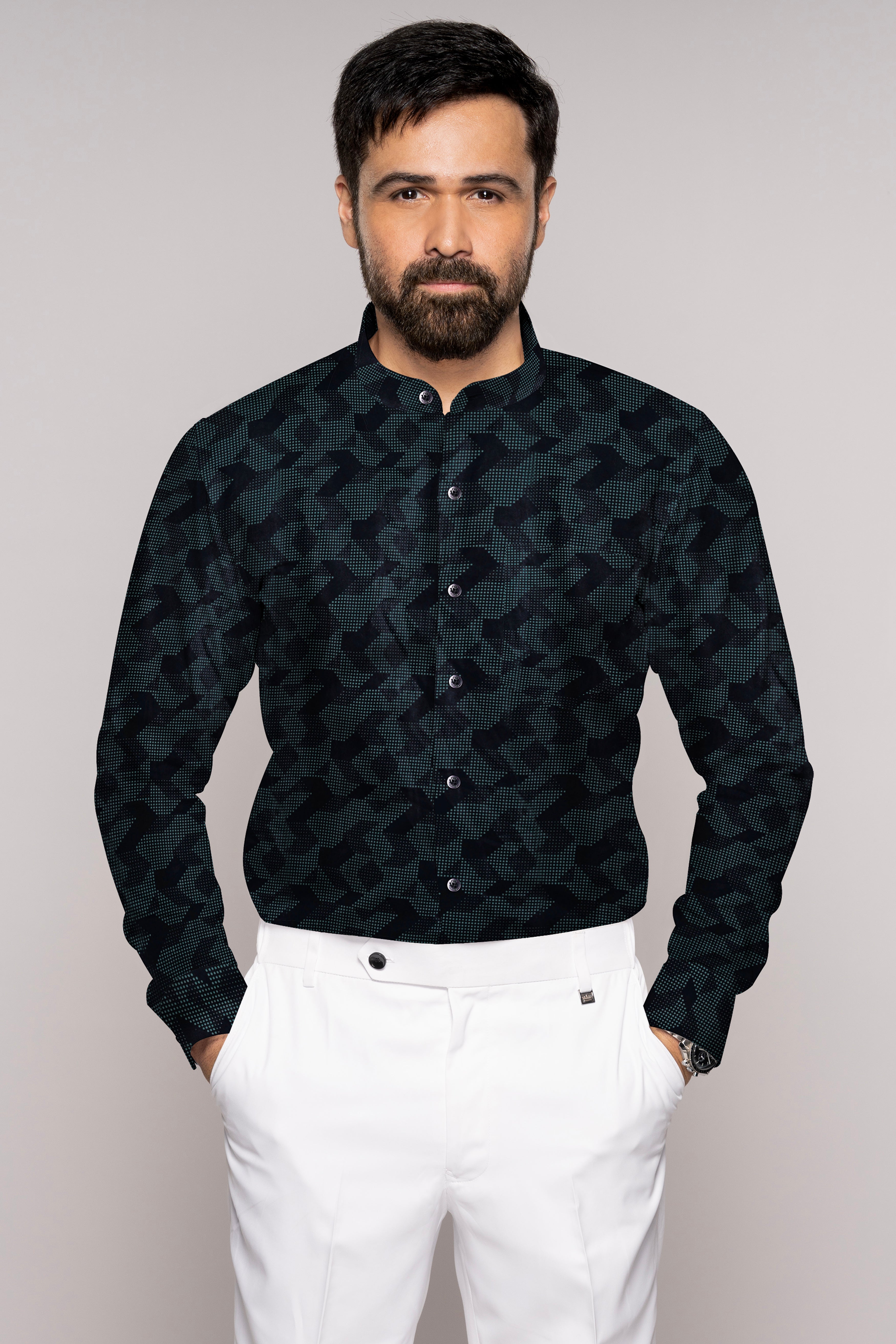 Jade Black and Steel Grey Super Soft Premium Cotton Shirt