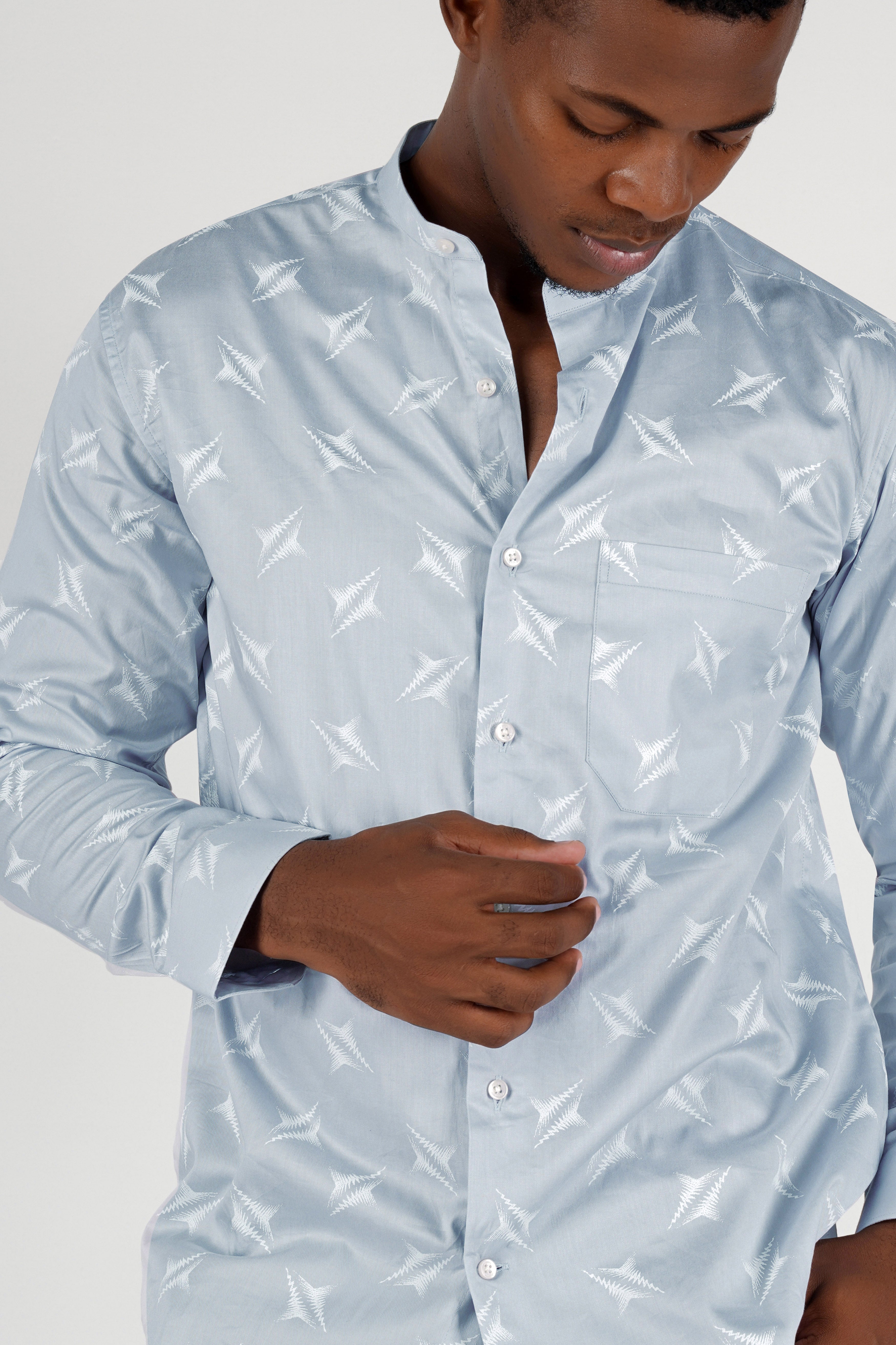 Ghost Gray and White Super Soft Premium Cotton Shirt