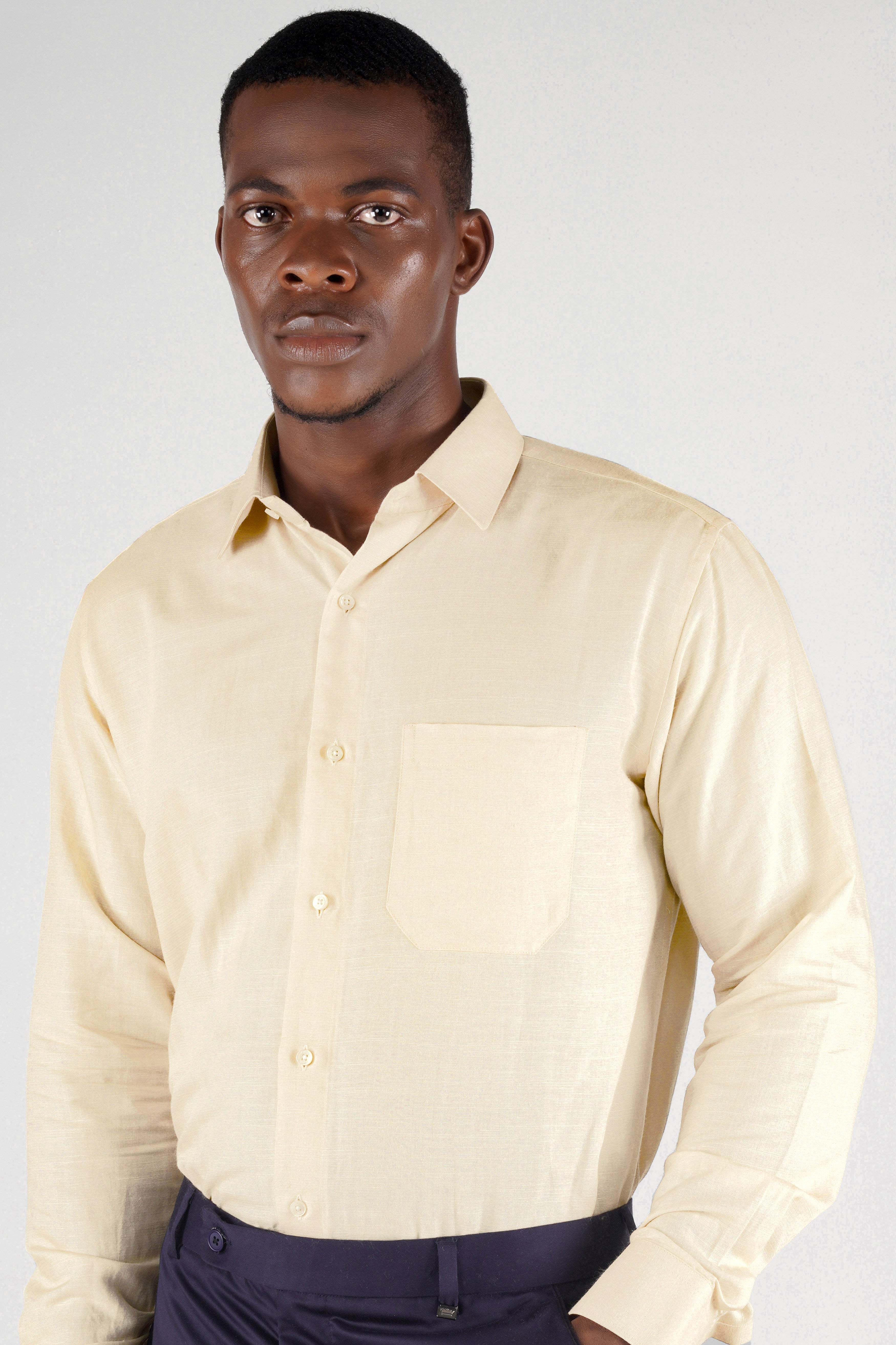 Rafia Beige Luxurious Linen Shirt